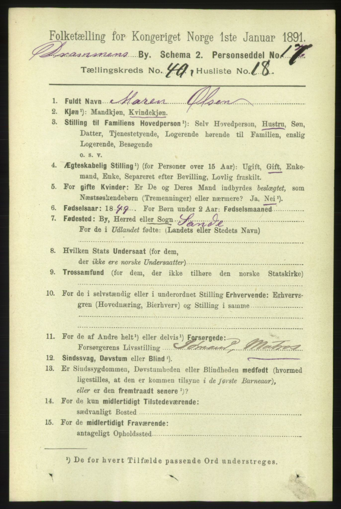 RA, 1891 census for 0602 Drammen, 1891, p. 23915