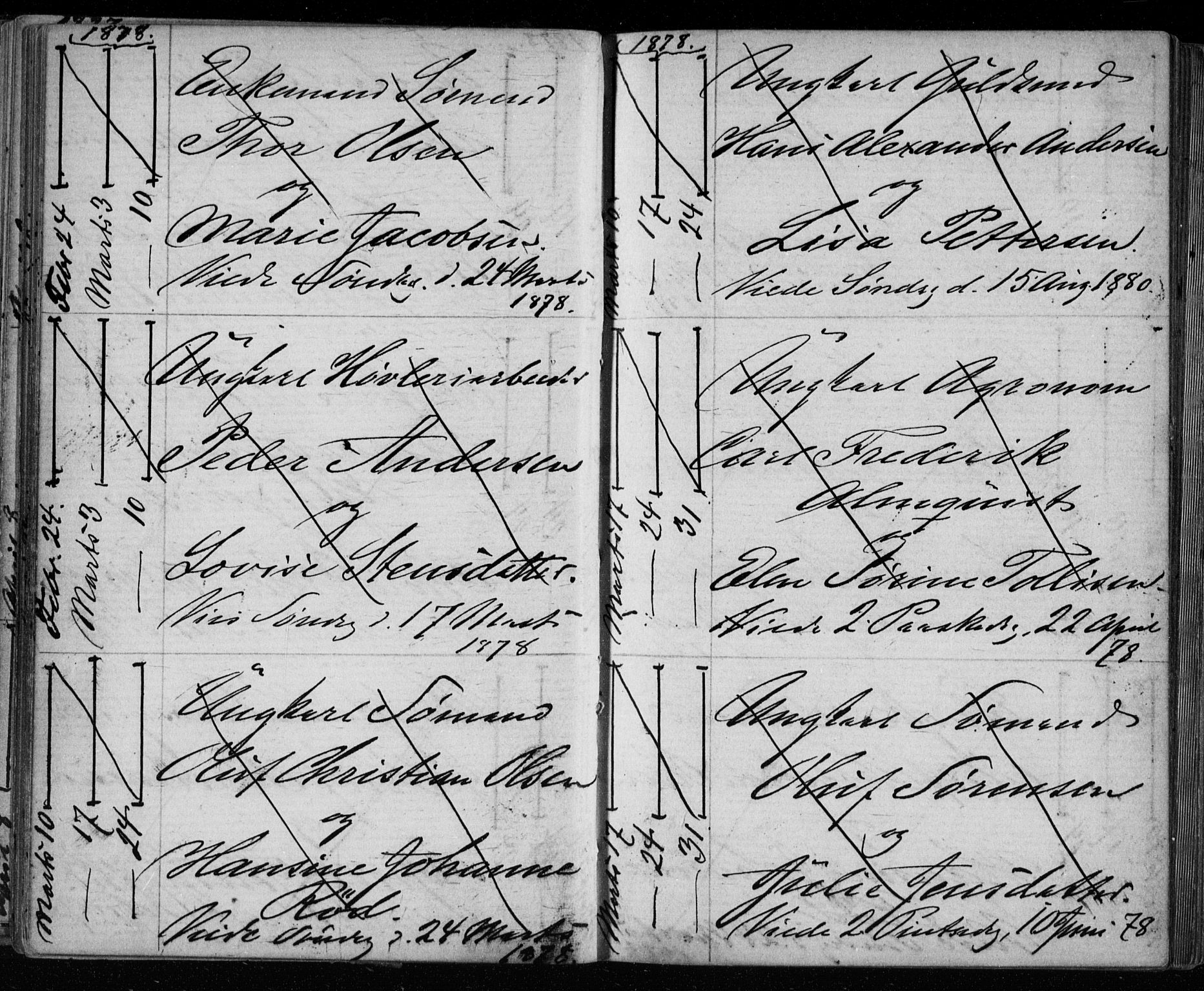 Bragernes kirkebøker, AV/SAKO-A-6/H/Ha/L0006: Banns register no. 6, 1873-1896