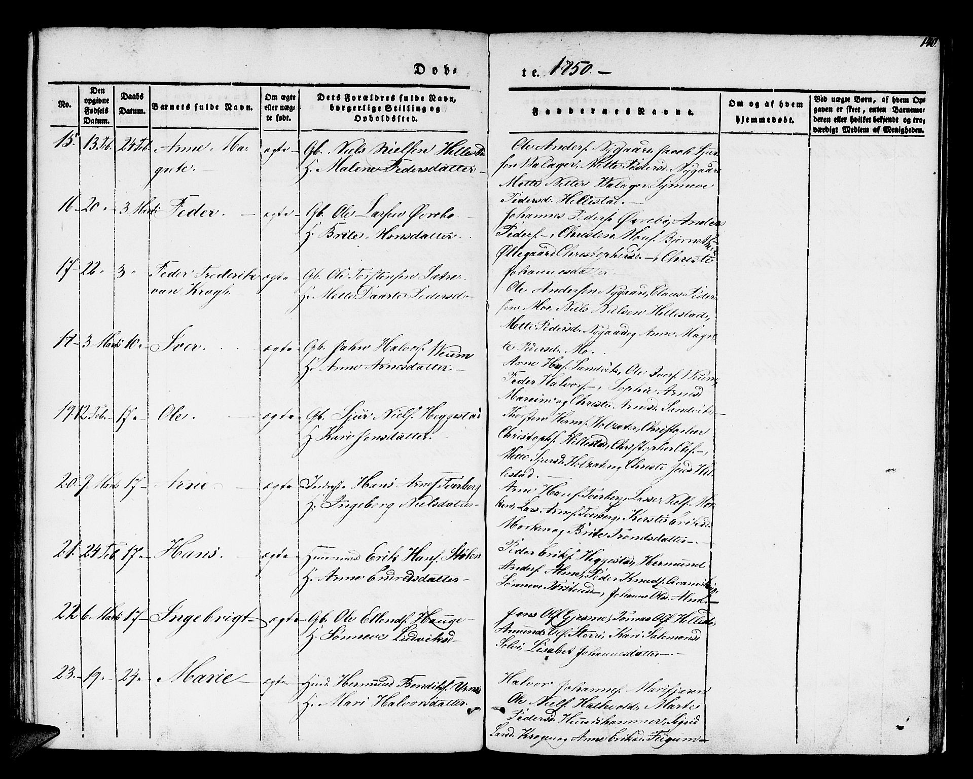 Hafslo sokneprestembete, AV/SAB-A-80301/H/Haa/Haaa/L0005: Parish register (official) no. A 5, 1834-1852, p. 140