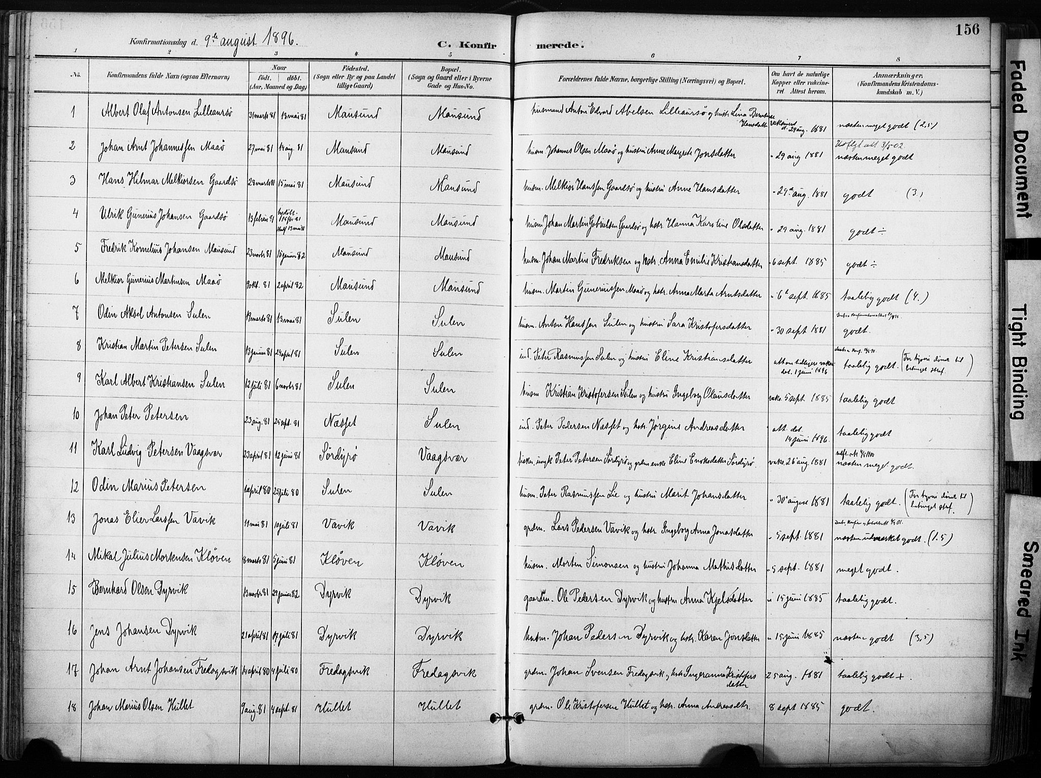 Ministerialprotokoller, klokkerbøker og fødselsregistre - Sør-Trøndelag, AV/SAT-A-1456/640/L0579: Parish register (official) no. 640A04, 1889-1902, p. 156