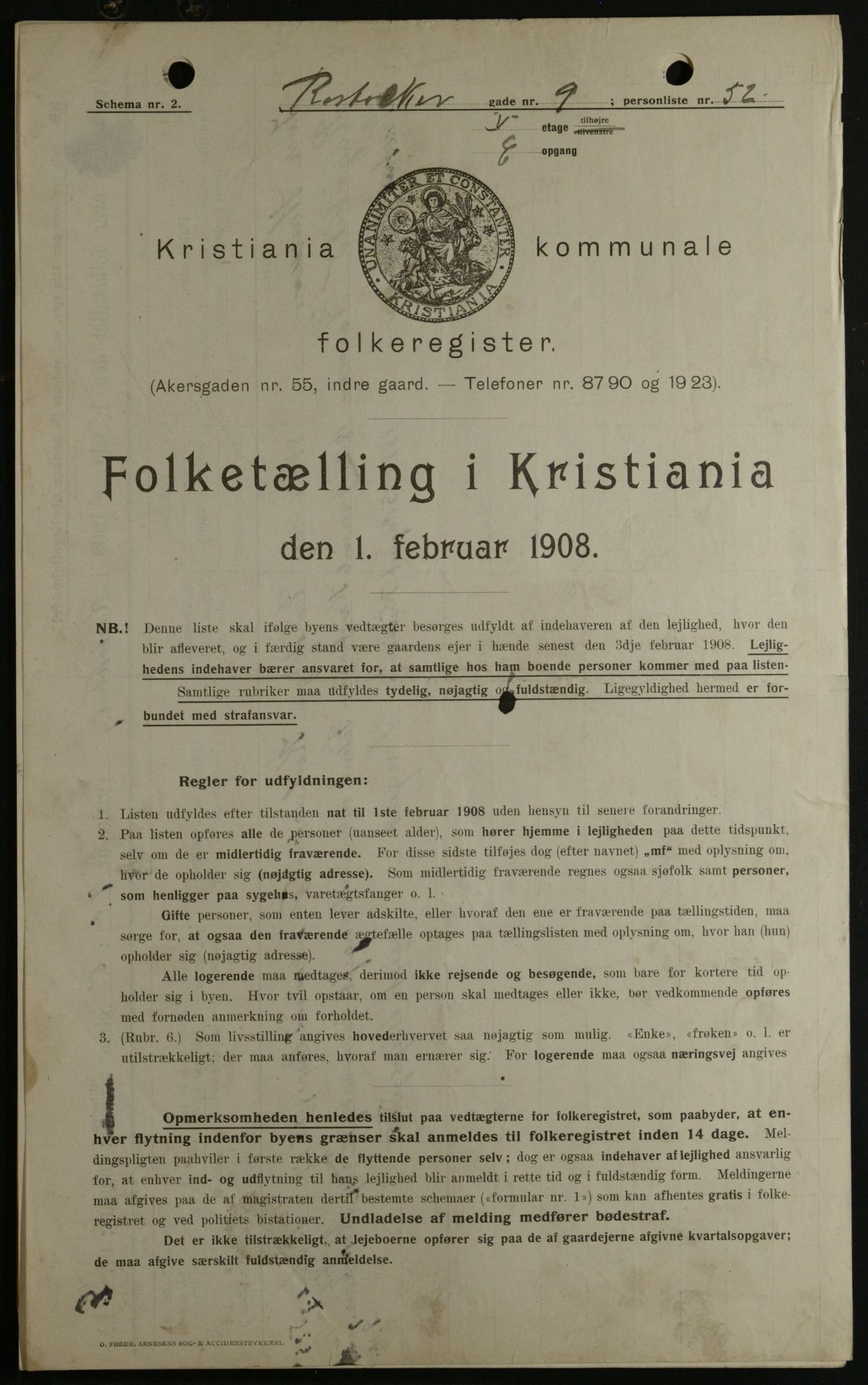 OBA, Municipal Census 1908 for Kristiania, 1908, p. 76086