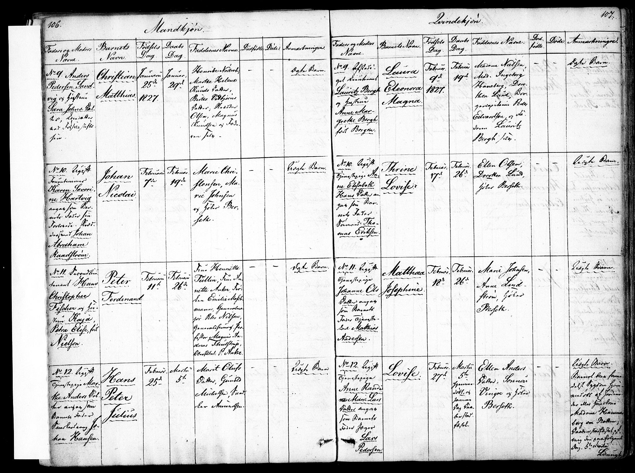 Rikshospitalet prestekontor Kirkebøker, AV/SAO-A-10309b/F/L0001: Parish register (official) no. 1, 1818-1832, p. 106-107