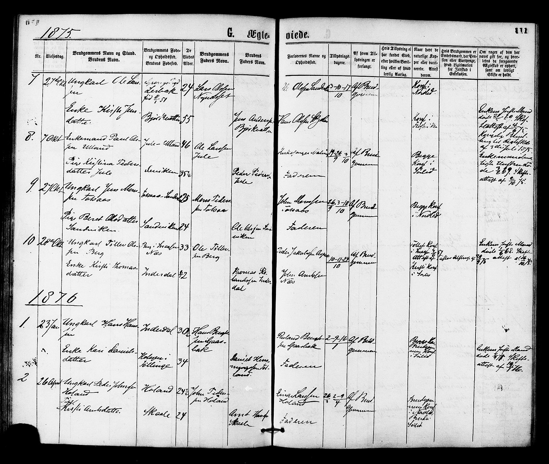 Ministerialprotokoller, klokkerbøker og fødselsregistre - Nord-Trøndelag, SAT/A-1458/755/L0493: Parish register (official) no. 755A02, 1865-1881, p. 111