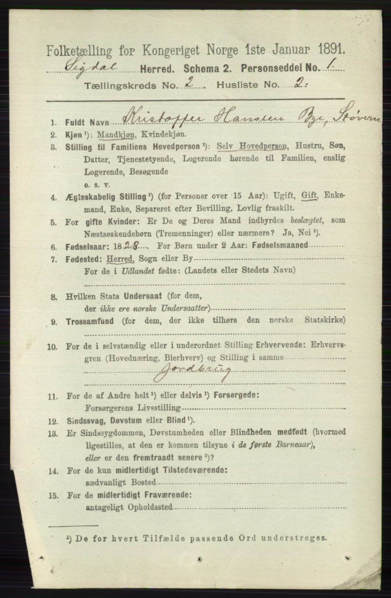 RA, 1891 census for 0621 Sigdal, 1891, p. 956