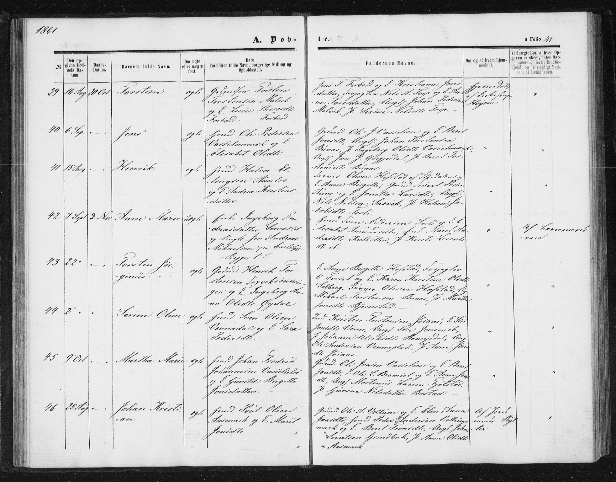 Ministerialprotokoller, klokkerbøker og fødselsregistre - Sør-Trøndelag, SAT/A-1456/616/L0408: Parish register (official) no. 616A05, 1857-1865, p. 41