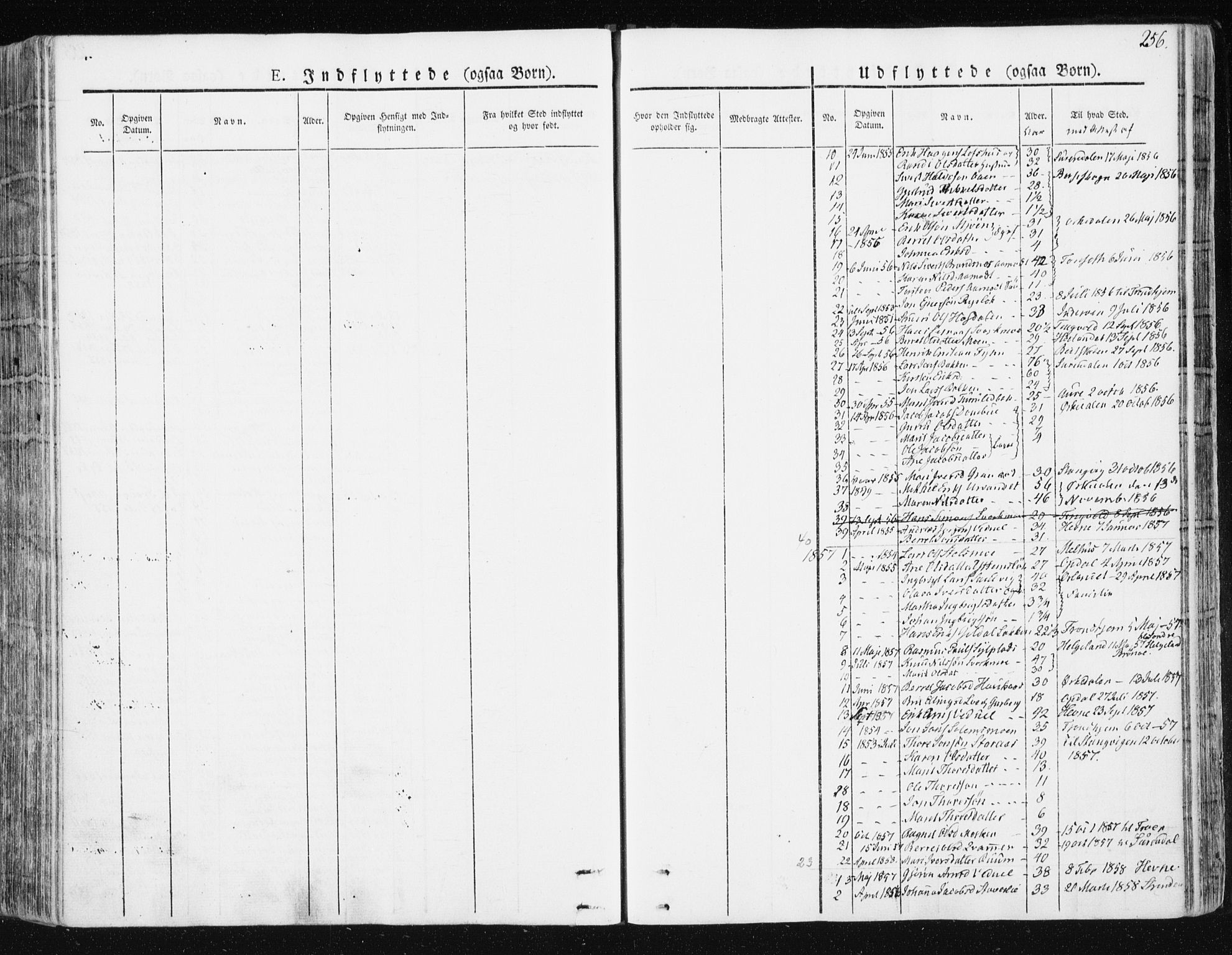 Ministerialprotokoller, klokkerbøker og fødselsregistre - Sør-Trøndelag, AV/SAT-A-1456/672/L0855: Parish register (official) no. 672A07, 1829-1860, p. 256