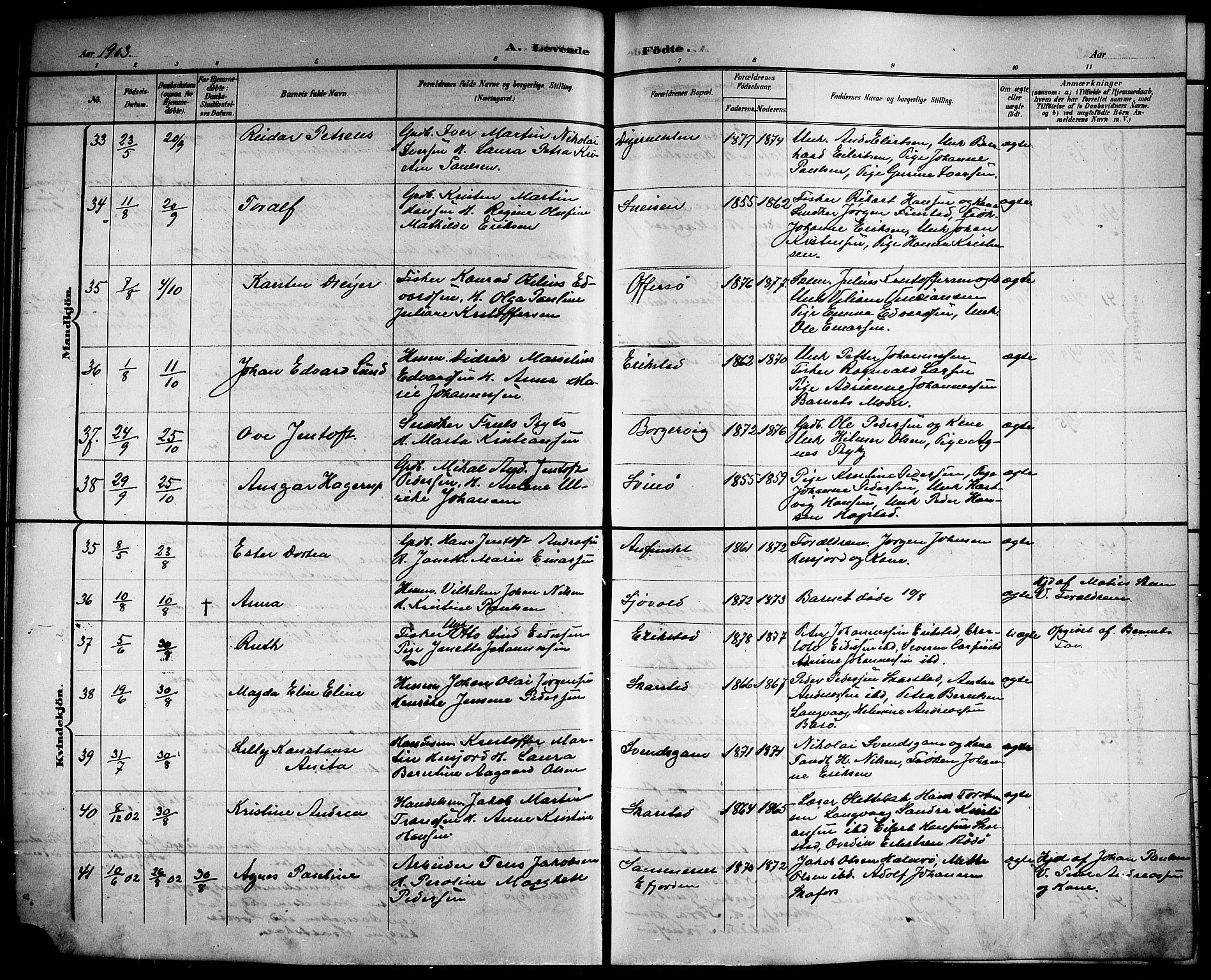 Ministerialprotokoller, klokkerbøker og fødselsregistre - Nordland, AV/SAT-A-1459/872/L1048: Parish register (copy) no. 872C04, 1898-1919