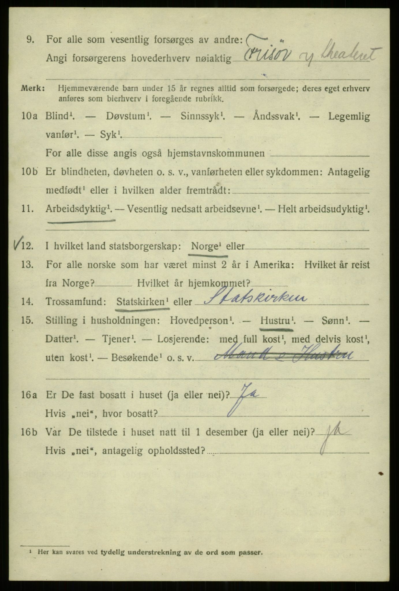 SAB, 1920 census for Bergen, 1920, p. 154579