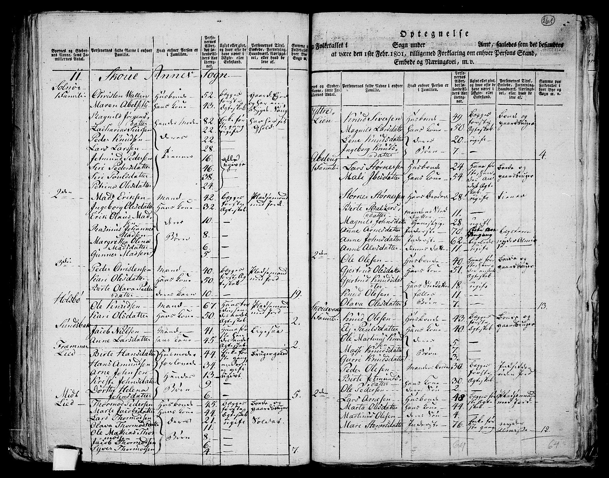RA, 1801 census for 1531P Borgund, 1801, p. 260b-261a