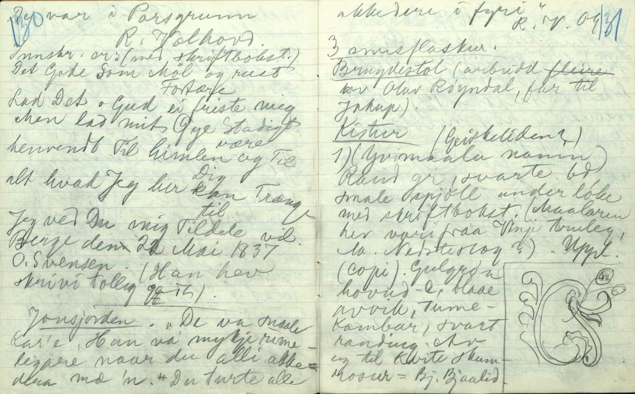 Rikard Berge, TEMU/TGM-A-1003/F/L0005/0002: 160-200 / 161 Oppskrifter av Rikard Berge, Aanund Olsnes m.fl. , 1905-1929, p. 130-131