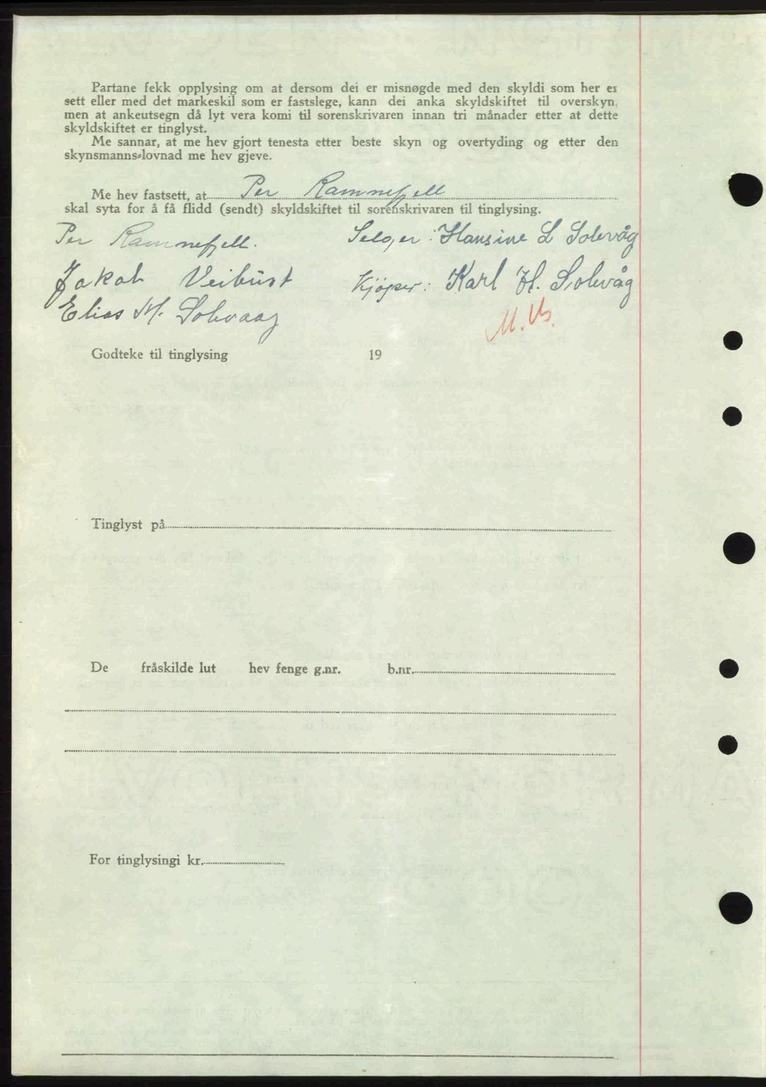 Nordre Sunnmøre sorenskriveri, AV/SAT-A-0006/1/2/2C/2Ca: Mortgage book no. A27, 1948-1948, Diary no: : 896/1948