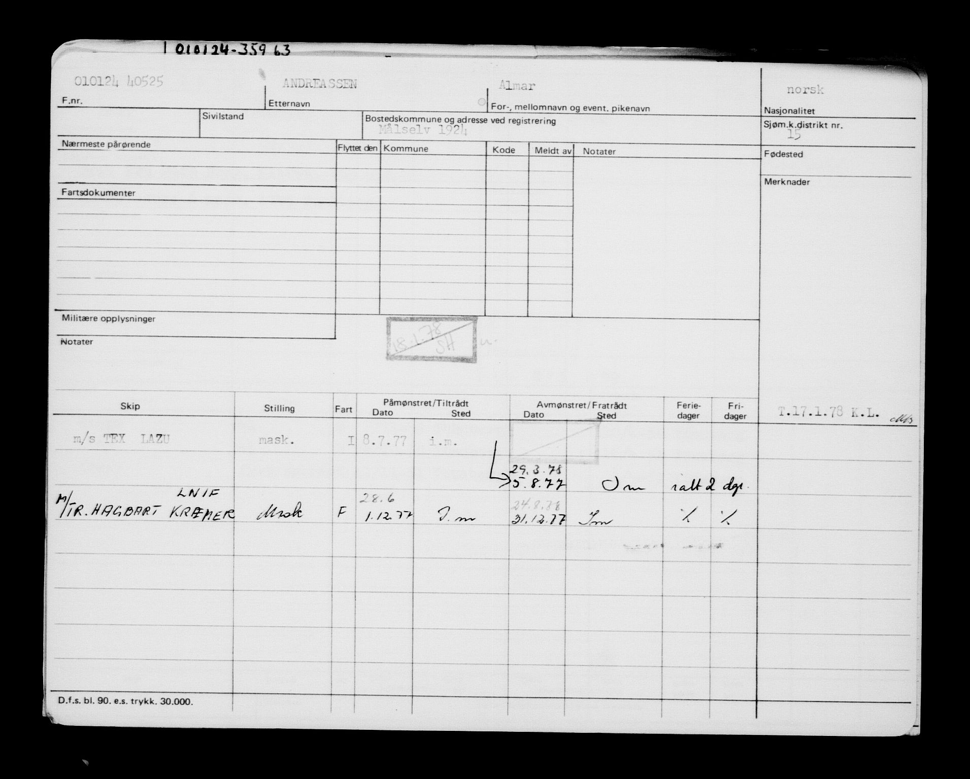 Direktoratet for sjømenn, AV/RA-S-3545/G/Gb/L0226: Hovedkort, 1923-1924, p. 248