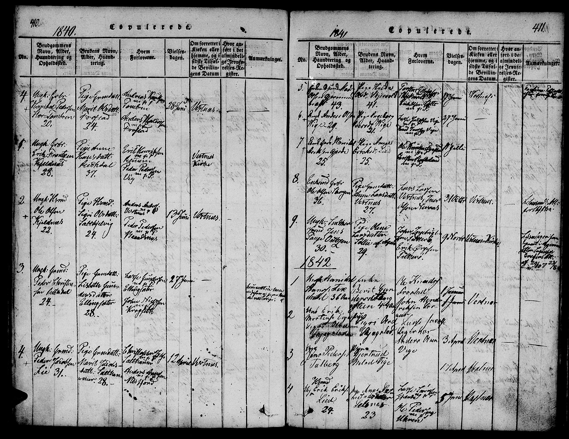 Ministerialprotokoller, klokkerbøker og fødselsregistre - Møre og Romsdal, SAT/A-1454/539/L0528: Parish register (official) no. 539A01, 1818-1847, p. 410-411