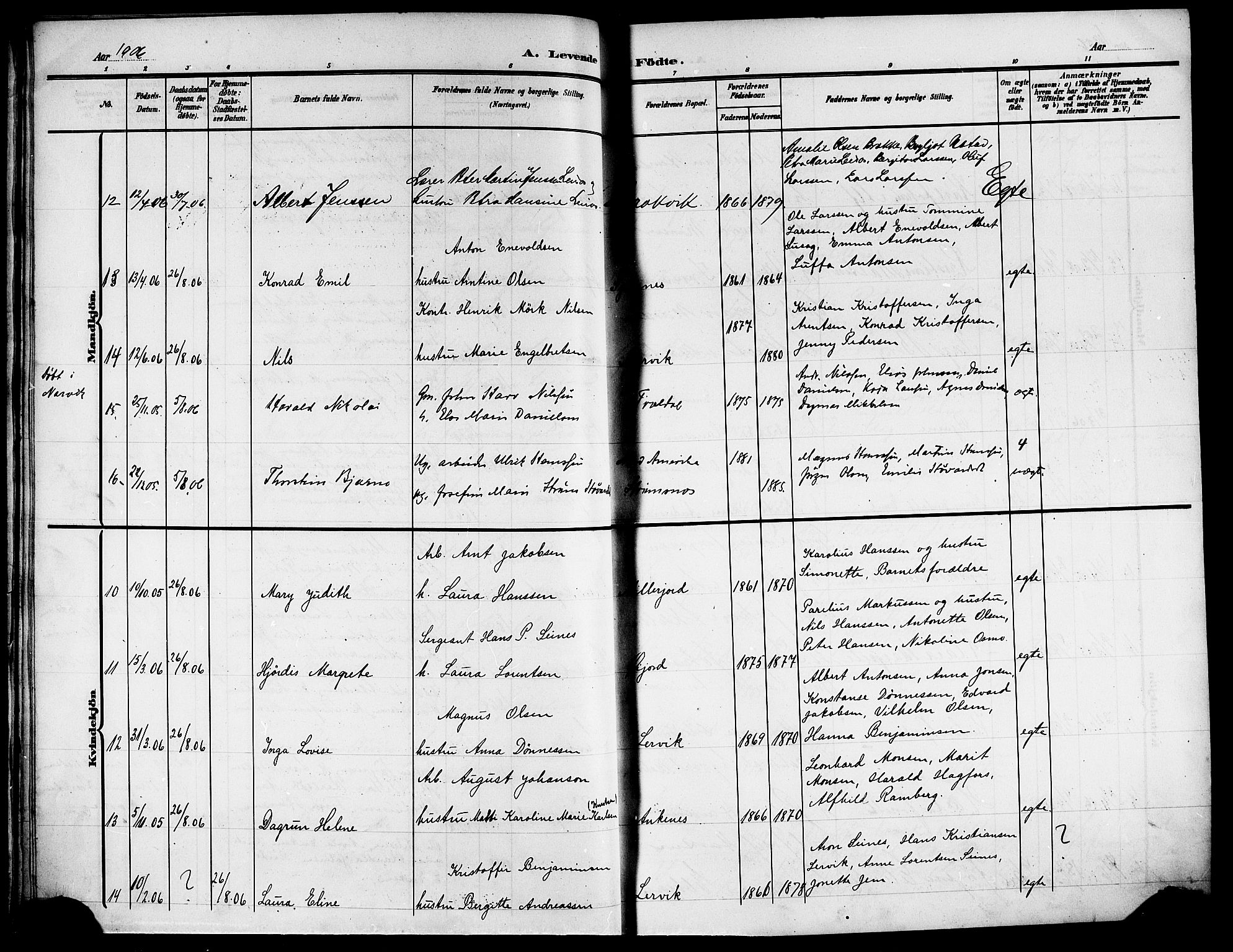 Ministerialprotokoller, klokkerbøker og fødselsregistre - Nordland, AV/SAT-A-1459/866/L0954: Parish register (copy) no. 866C03, 1905-1923