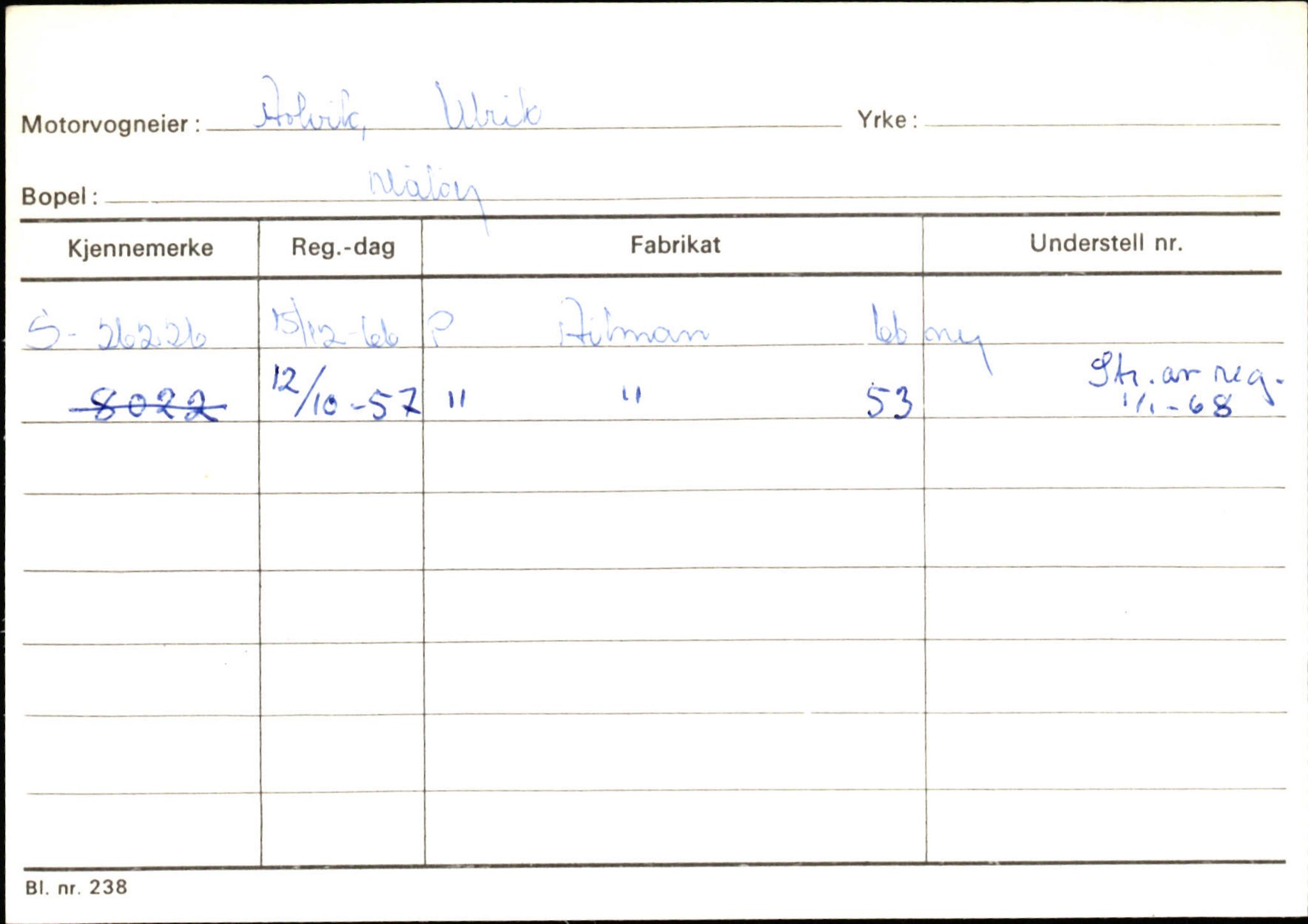 Statens vegvesen, Sogn og Fjordane vegkontor, AV/SAB-A-5301/4/F/L0144: Registerkort Vågsøy A-R, 1945-1975, p. 1119