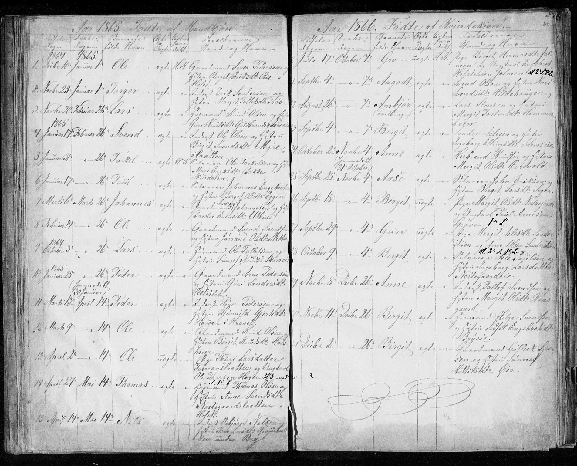 Hol kirkebøker, SAKO/A-227/F/Fa/L0001: Parish register (official) no. I 1, 1850-1870, p. 65-66