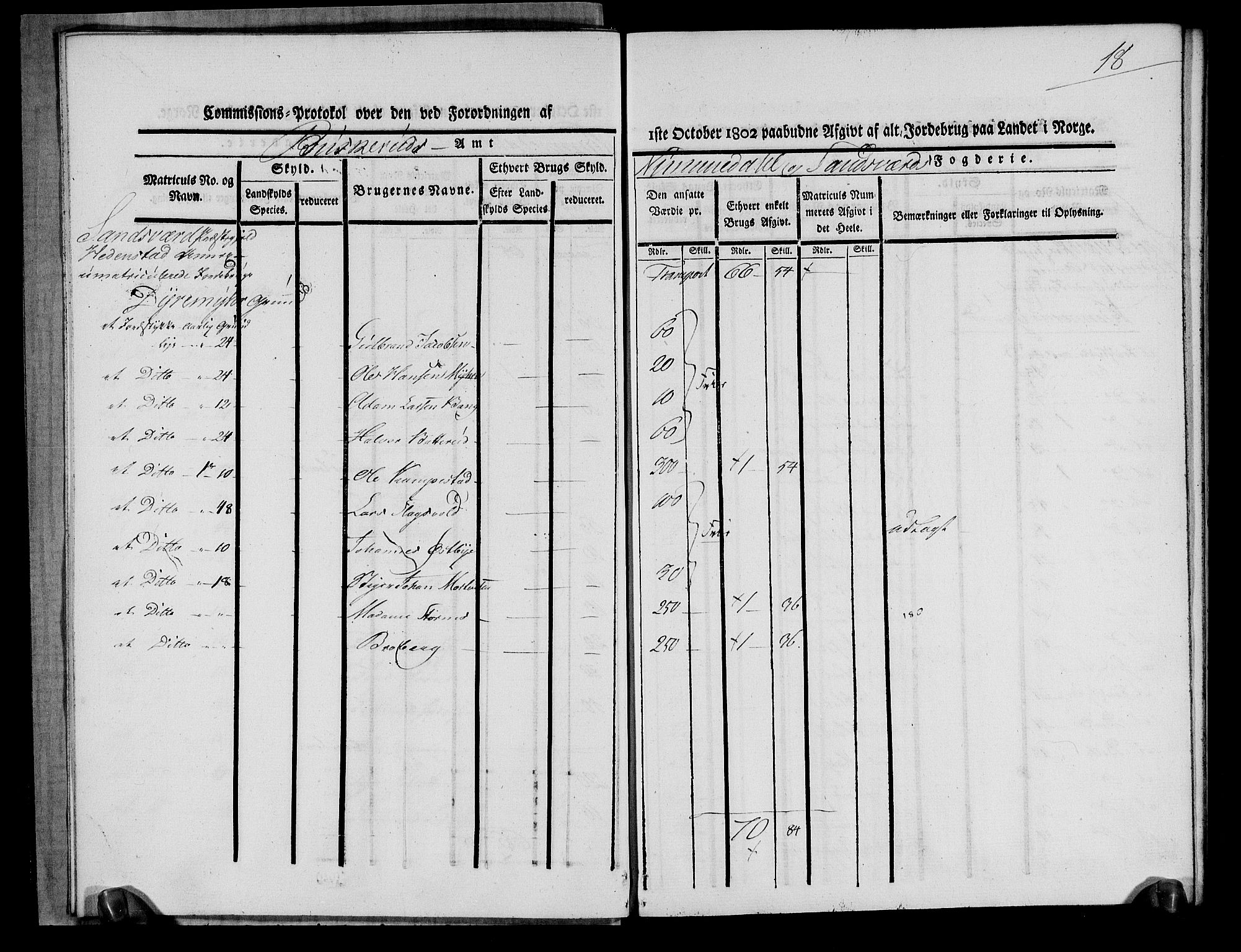 Rentekammeret inntil 1814, Realistisk ordnet avdeling, AV/RA-EA-4070/N/Ne/Nea/L0052: Numedal og Sandsvær fogderi. Kommisjonsprotokoll over umatrikulerte jordbruk i Hedenstad anneks, 1803, p. 20