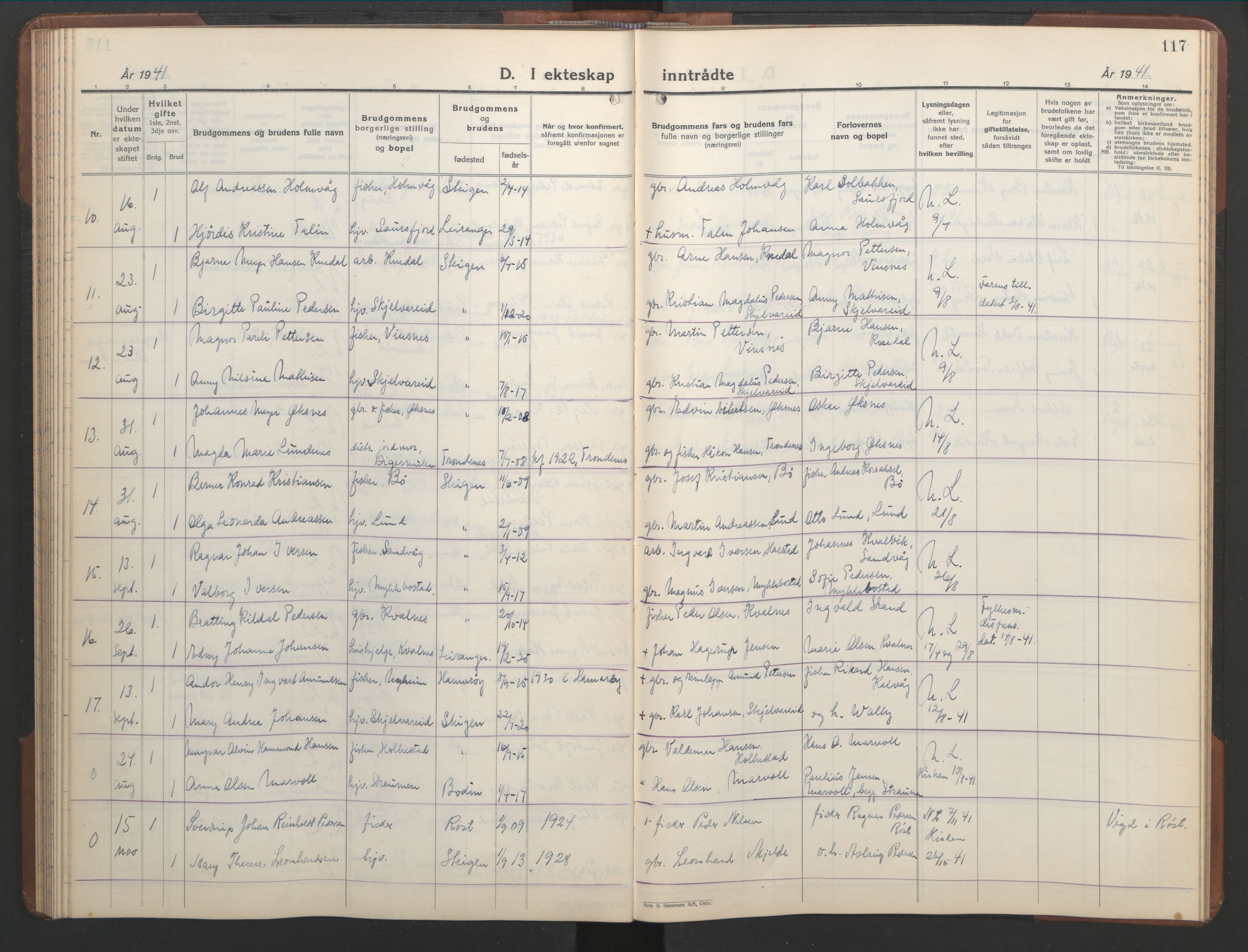 Ministerialprotokoller, klokkerbøker og fødselsregistre - Nordland, AV/SAT-A-1459/855/L0818: Parish register (copy) no. 855C07, 1935-1949, p. 117
