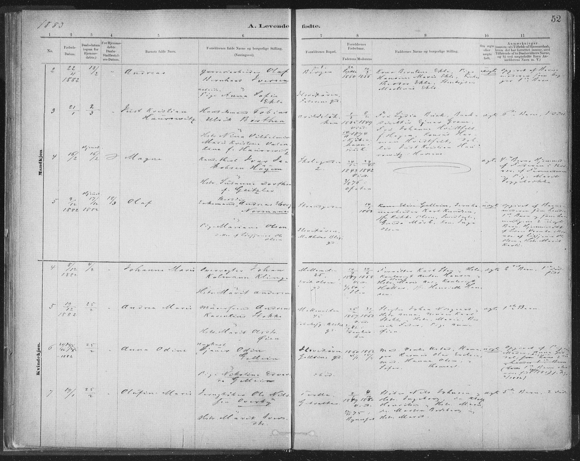 Ministerialprotokoller, klokkerbøker og fødselsregistre - Sør-Trøndelag, SAT/A-1456/603/L0162: Parish register (official) no. 603A01, 1879-1895, p. 52