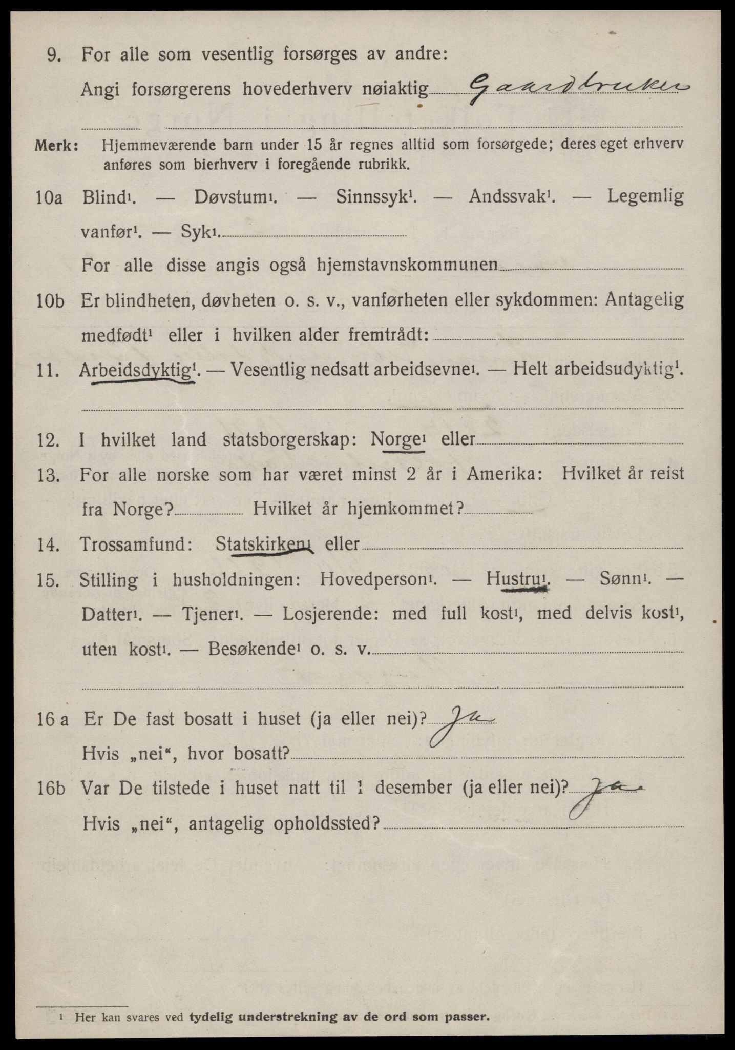 SAT, 1920 census for Volda, 1920, p. 13263