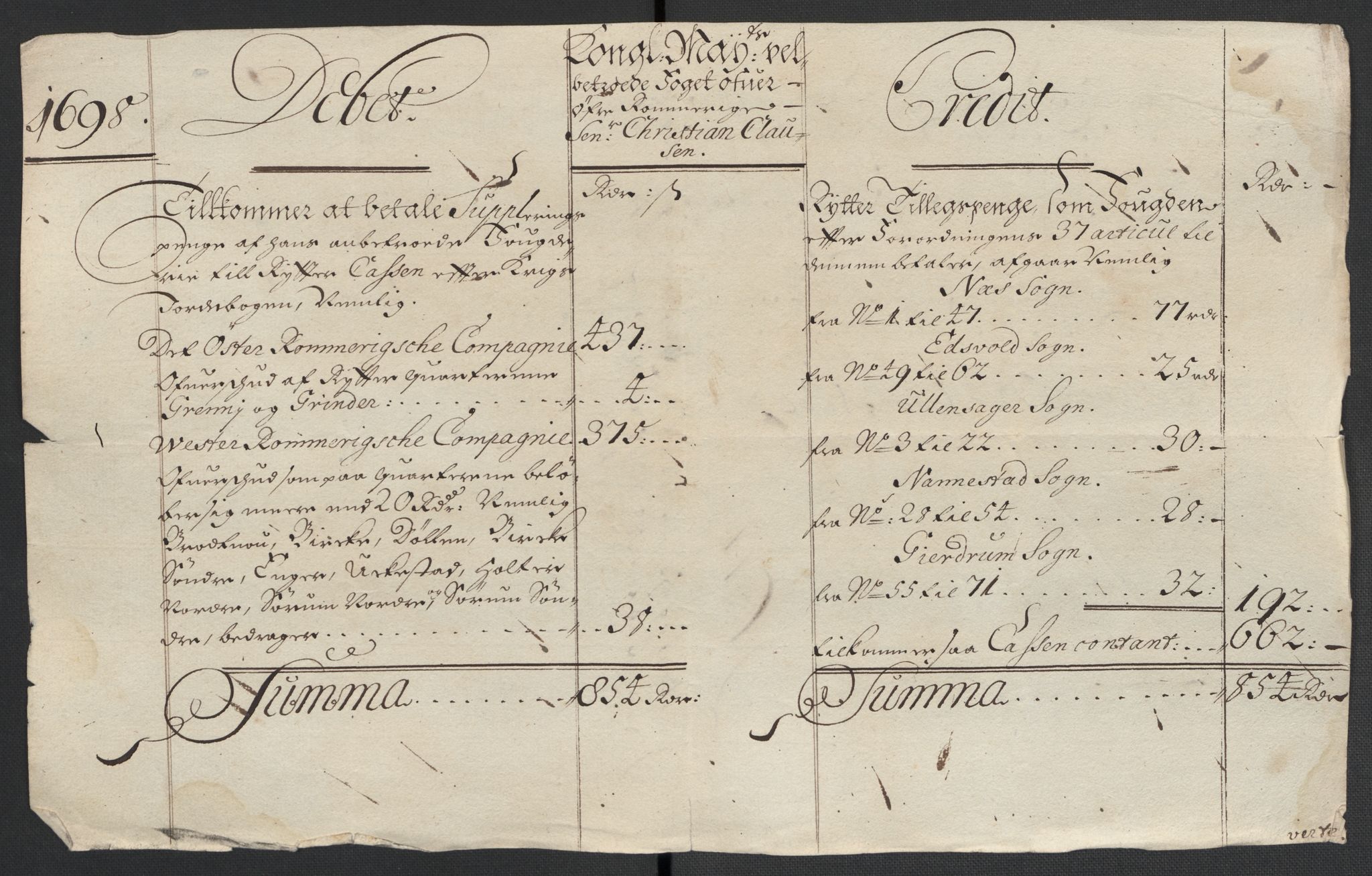 Rentekammeret inntil 1814, Reviderte regnskaper, Fogderegnskap, RA/EA-4092/R12/L0710: Fogderegnskap Øvre Romerike, 1698, p. 307