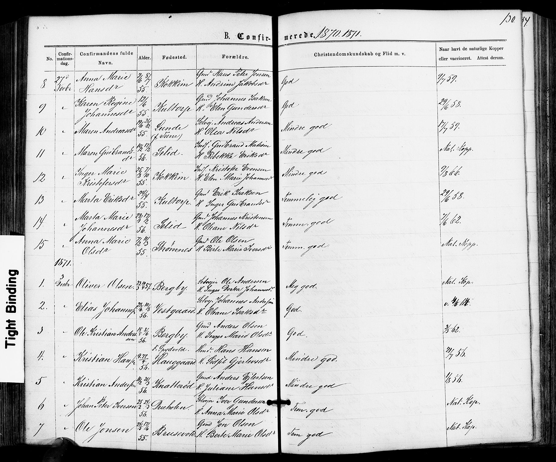 Varteig prestekontor Kirkebøker, SAO/A-10447a/F/Fa/L0001: Parish register (official) no. 1, 1861-1877, p. 130