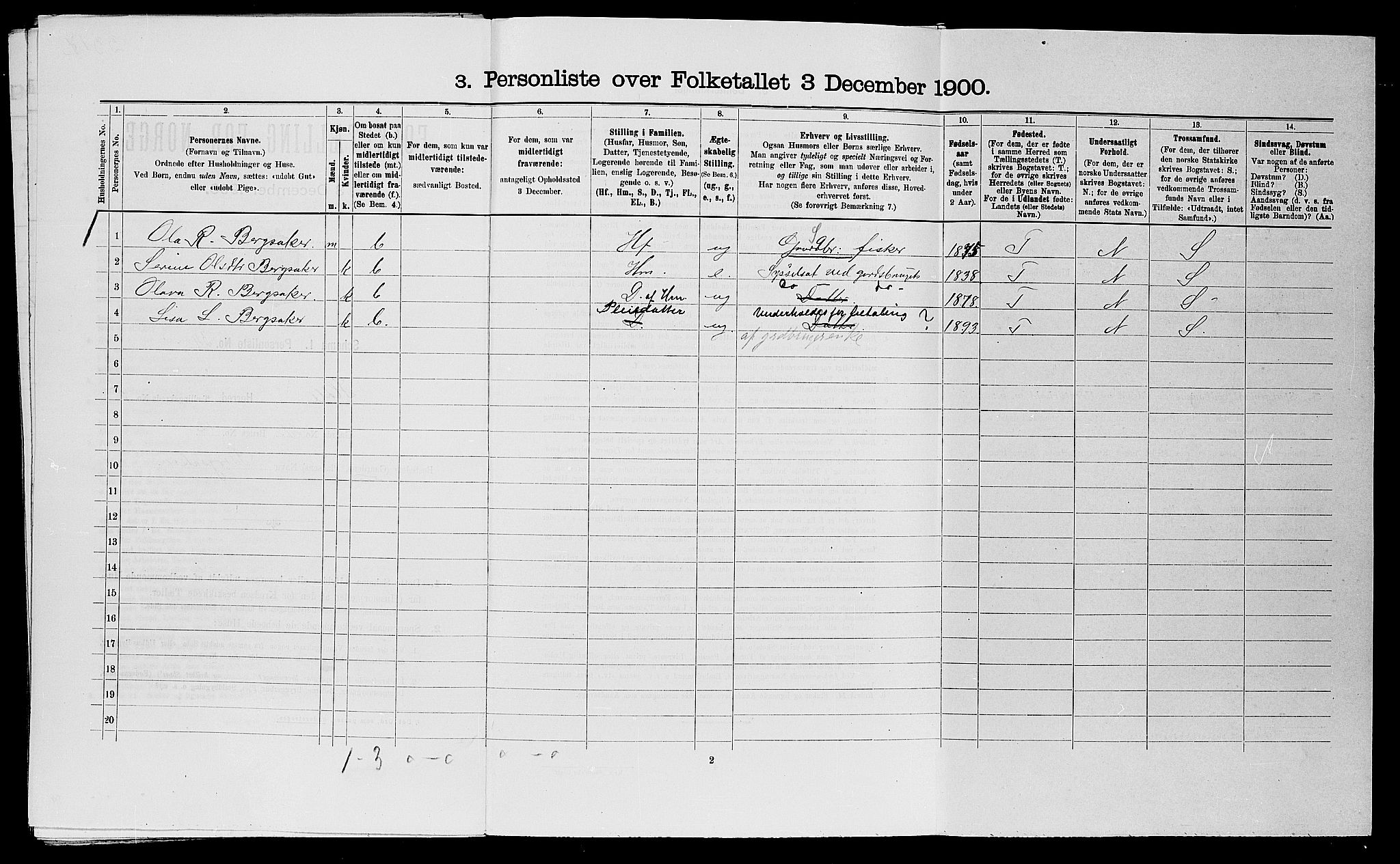 SAST, 1900 census for Høle, 1900, p. 418