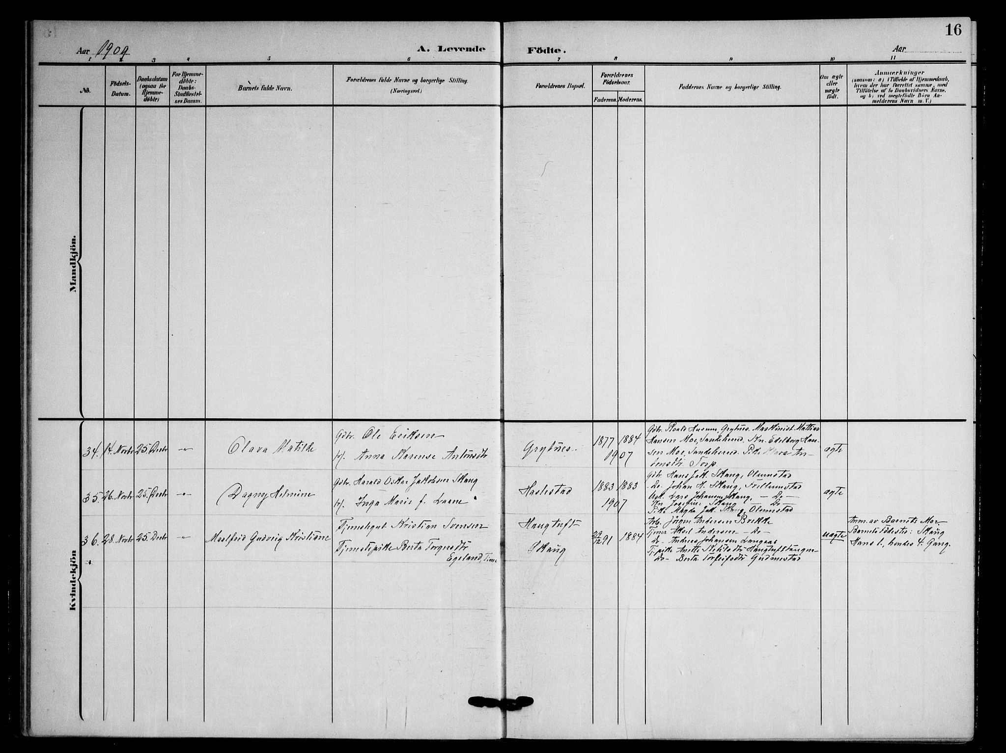 Våle kirkebøker, SAKO/A-334/F/Fa/L0012: Parish register (official) no. I 12, 1907-1934, p. 16