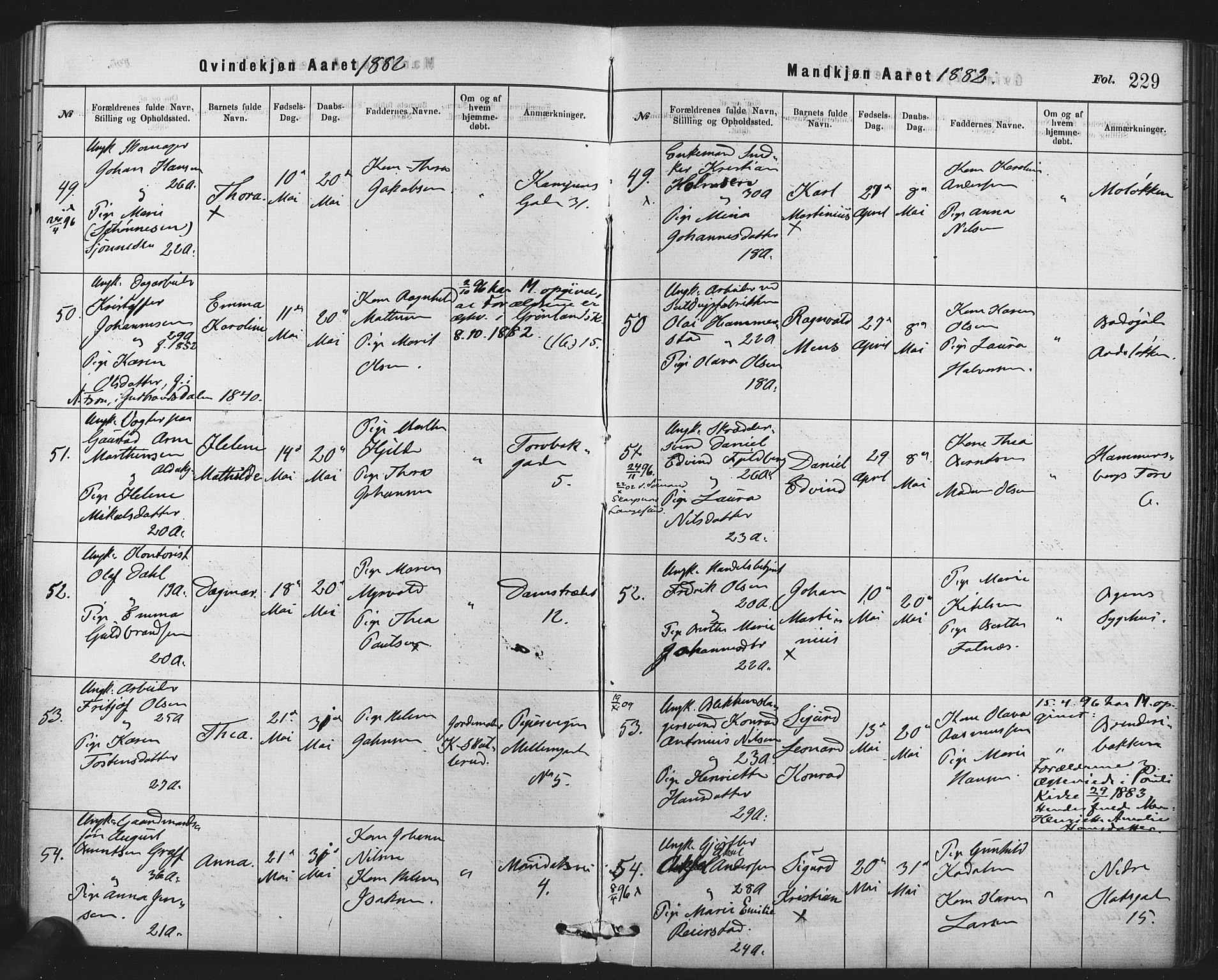 Rikshospitalet prestekontor Kirkebøker, SAO/A-10309b/F/L0006: Parish register (official) no. 6, 1871-1885, p. 229