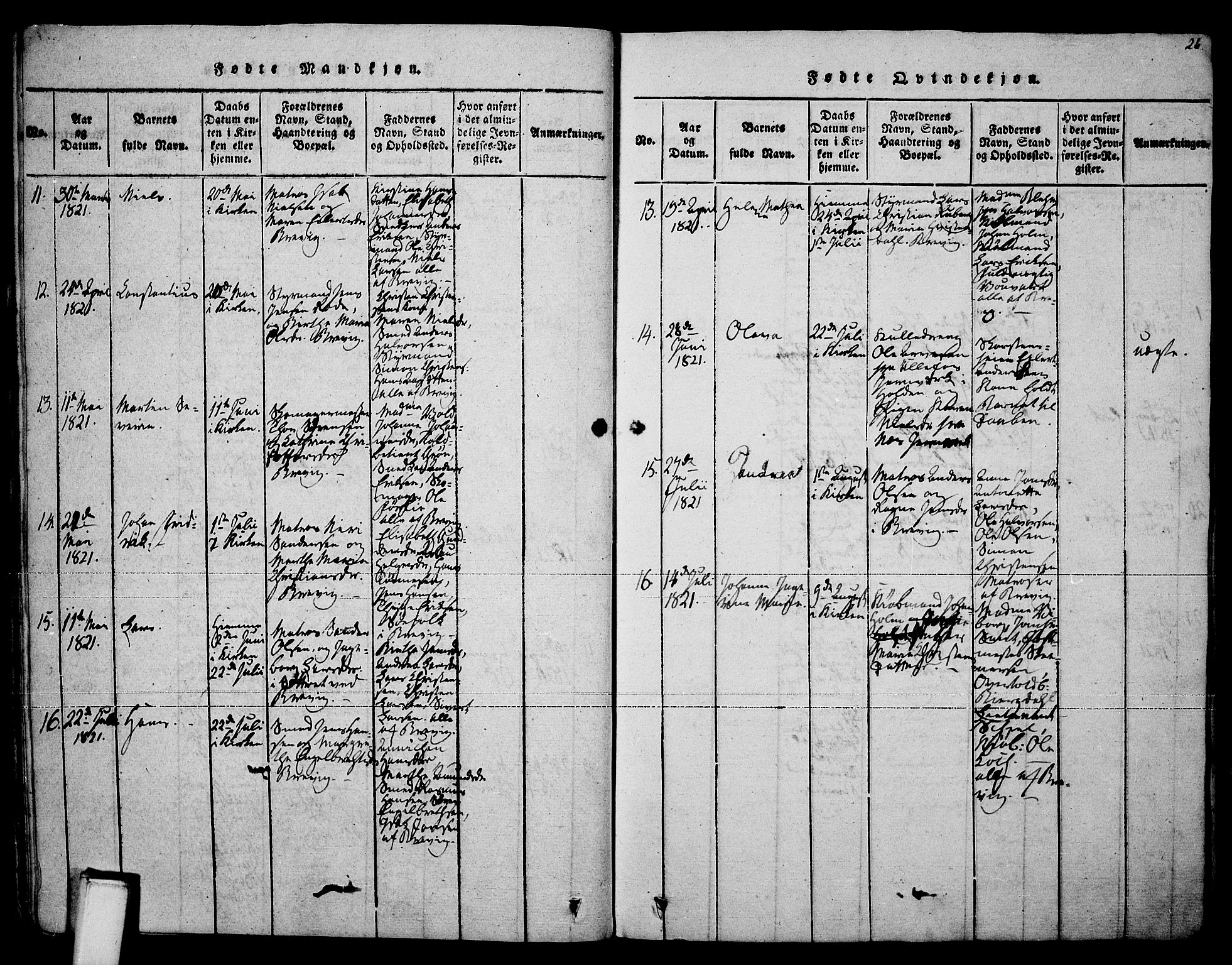 Brevik kirkebøker, AV/SAKO-A-255/F/Fa/L0004: Parish register (official) no. 4, 1814-1846, p. 26