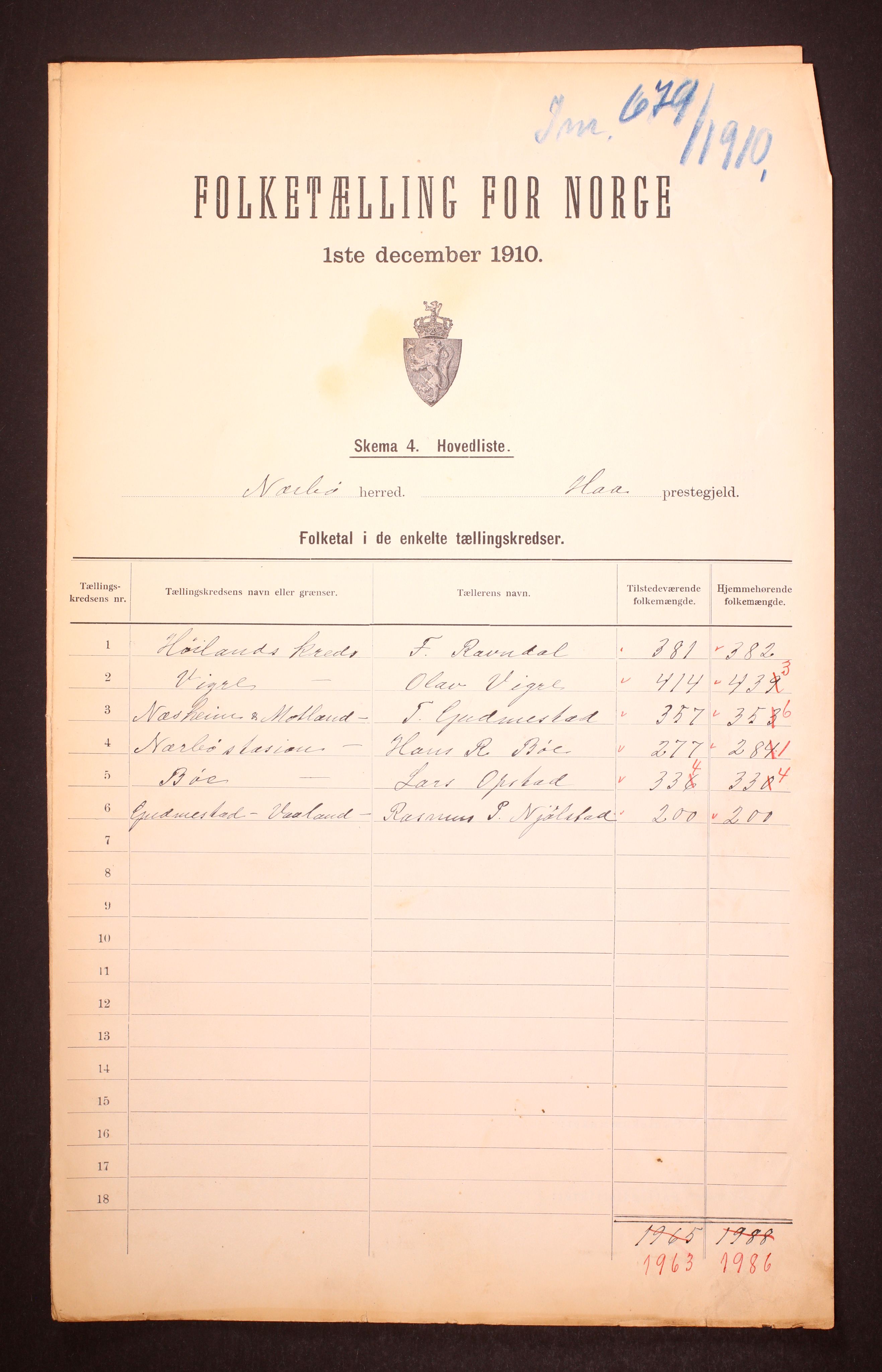 RA, 1910 census for Nærbø, 1910, p. 2