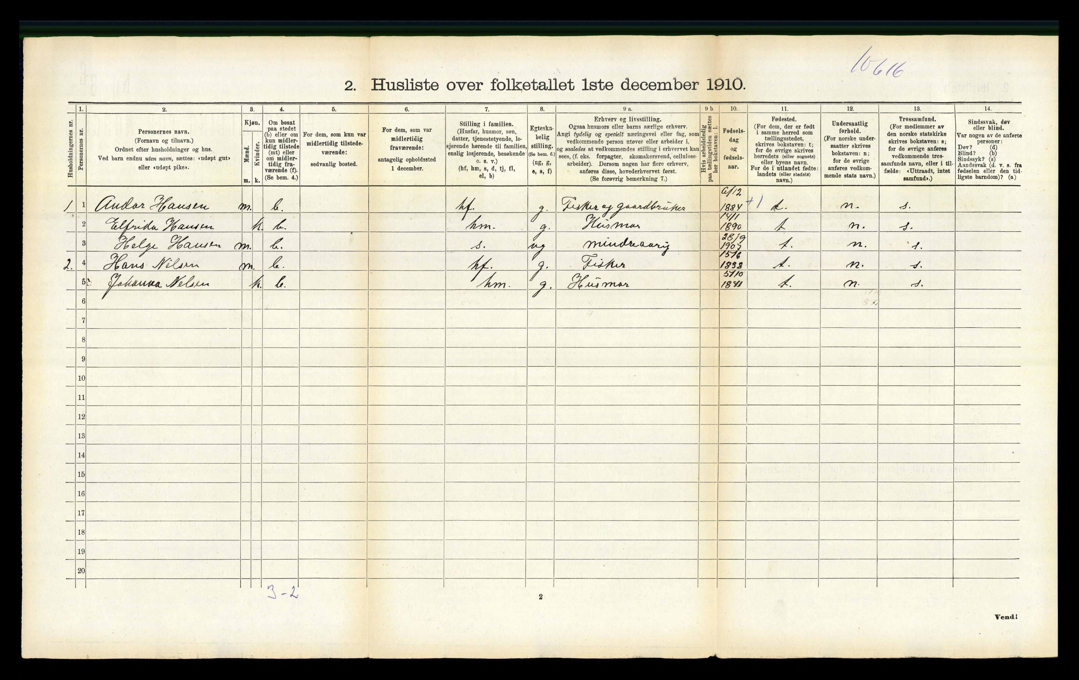 RA, 1910 census for Øksnes, 1910, p. 325