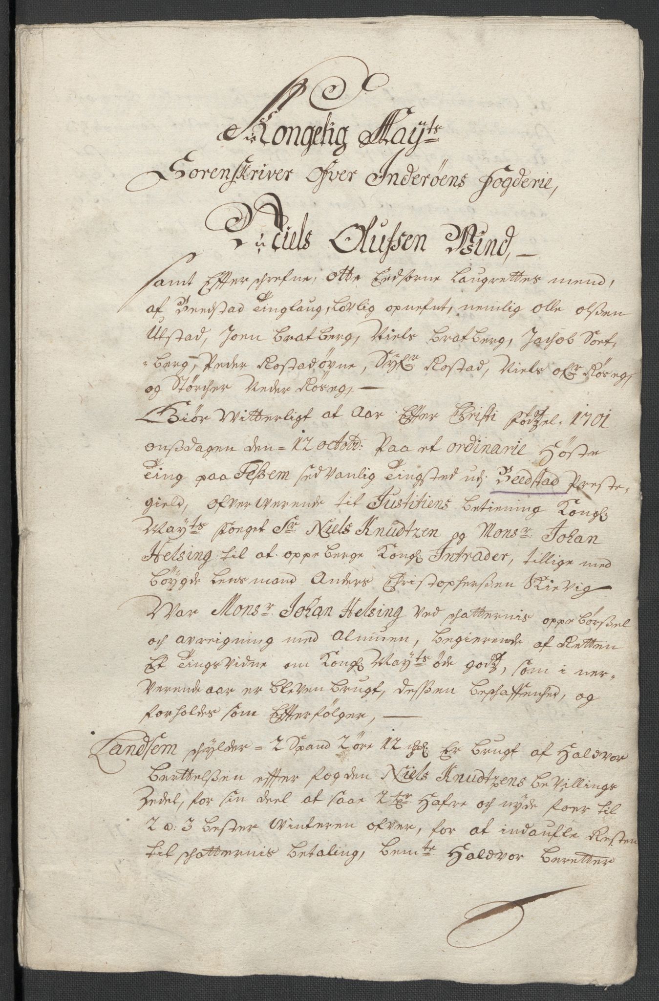 Rentekammeret inntil 1814, Reviderte regnskaper, Fogderegnskap, AV/RA-EA-4092/R63/L4312: Fogderegnskap Inderøy, 1701-1702, p. 120