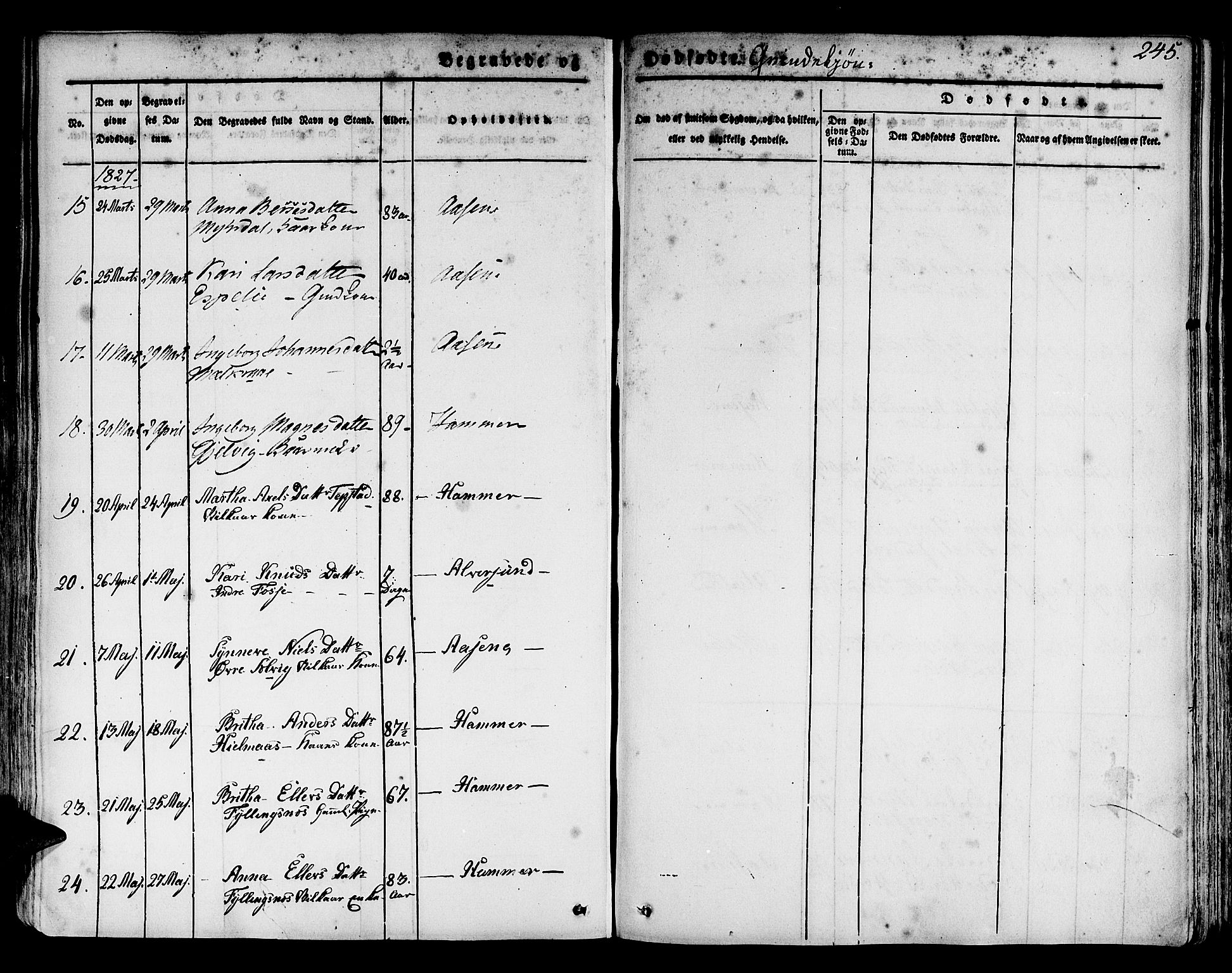 Hamre sokneprestembete, SAB/A-75501/H/Ha/Haa/Haaa/L0011: Parish register (official) no. A 11, 1826-1834, p. 245
