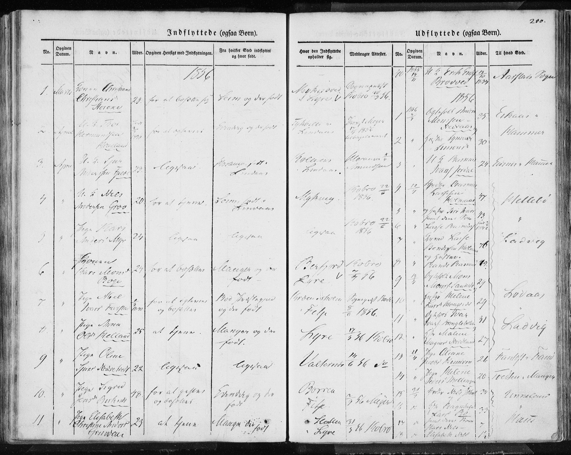 Lindås Sokneprestembete, AV/SAB-A-76701/H/Haa/Haaa/L0010: Parish register (official) no. A 10, 1842-1862, p. 200