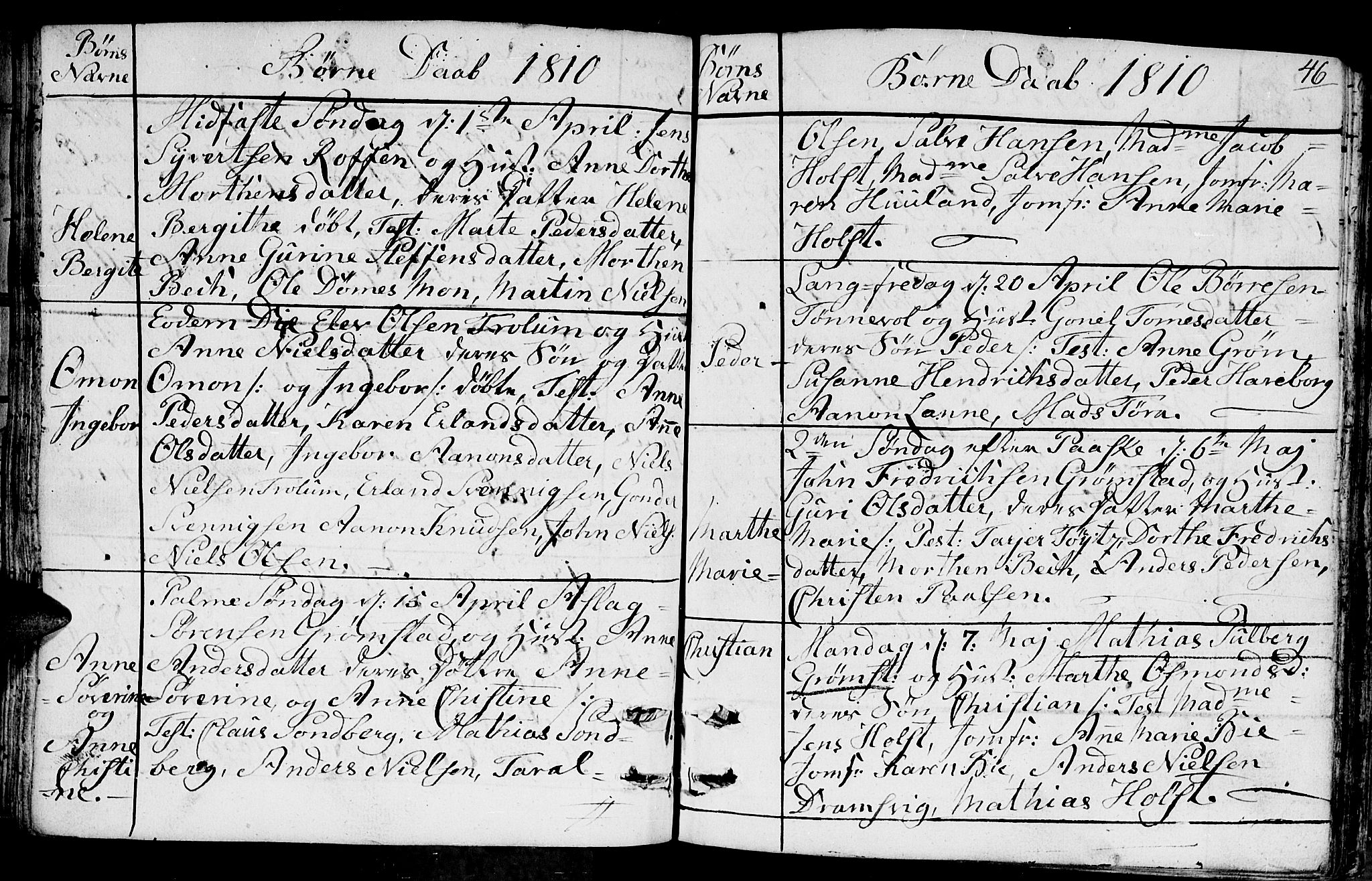 Fjære sokneprestkontor, AV/SAK-1111-0011/F/Fb/L0006: Parish register (copy) no. B 6, 1803-1817, p. 46