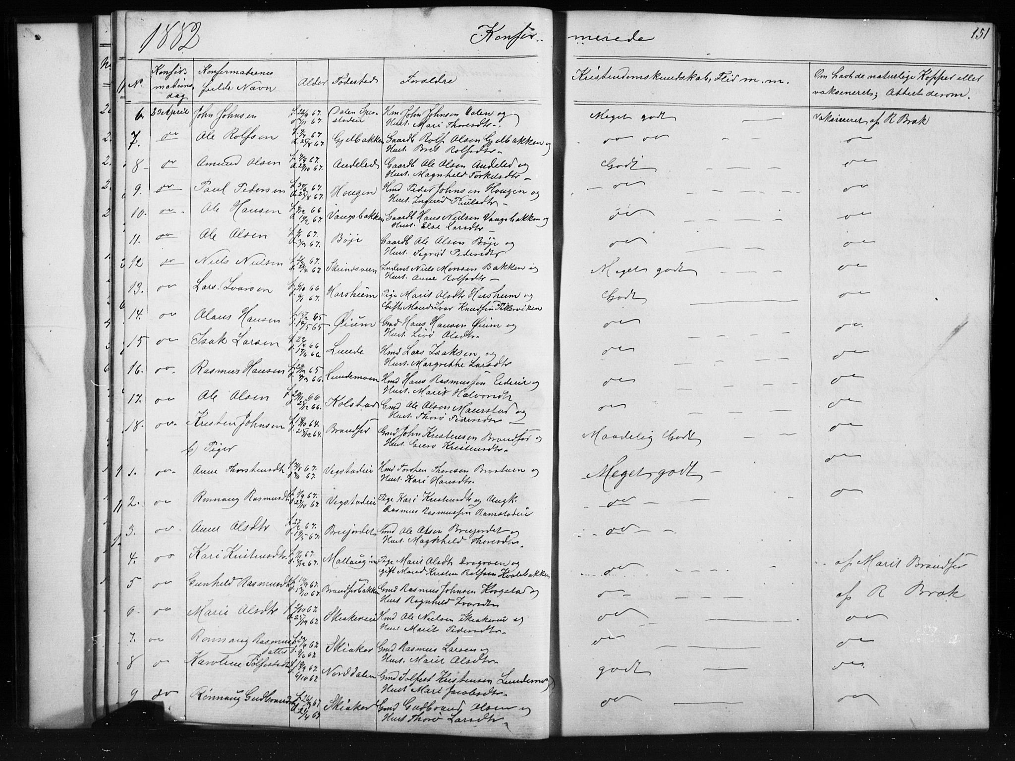 Skjåk prestekontor, SAH/PREST-072/H/Ha/Hab/L0001: Parish register (copy) no. 1, 1865-1893, p. 151