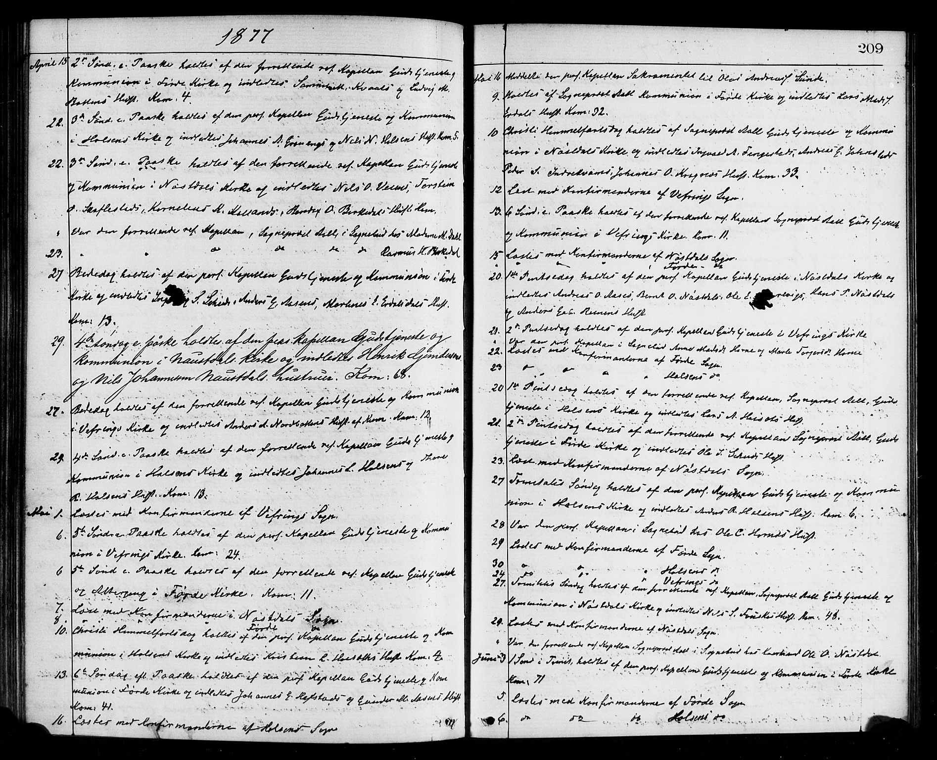 Førde sokneprestembete, AV/SAB-A-79901/H/Haa/Haaa/L0011: Parish register (official) no. A 11, 1877-1880, p. 209