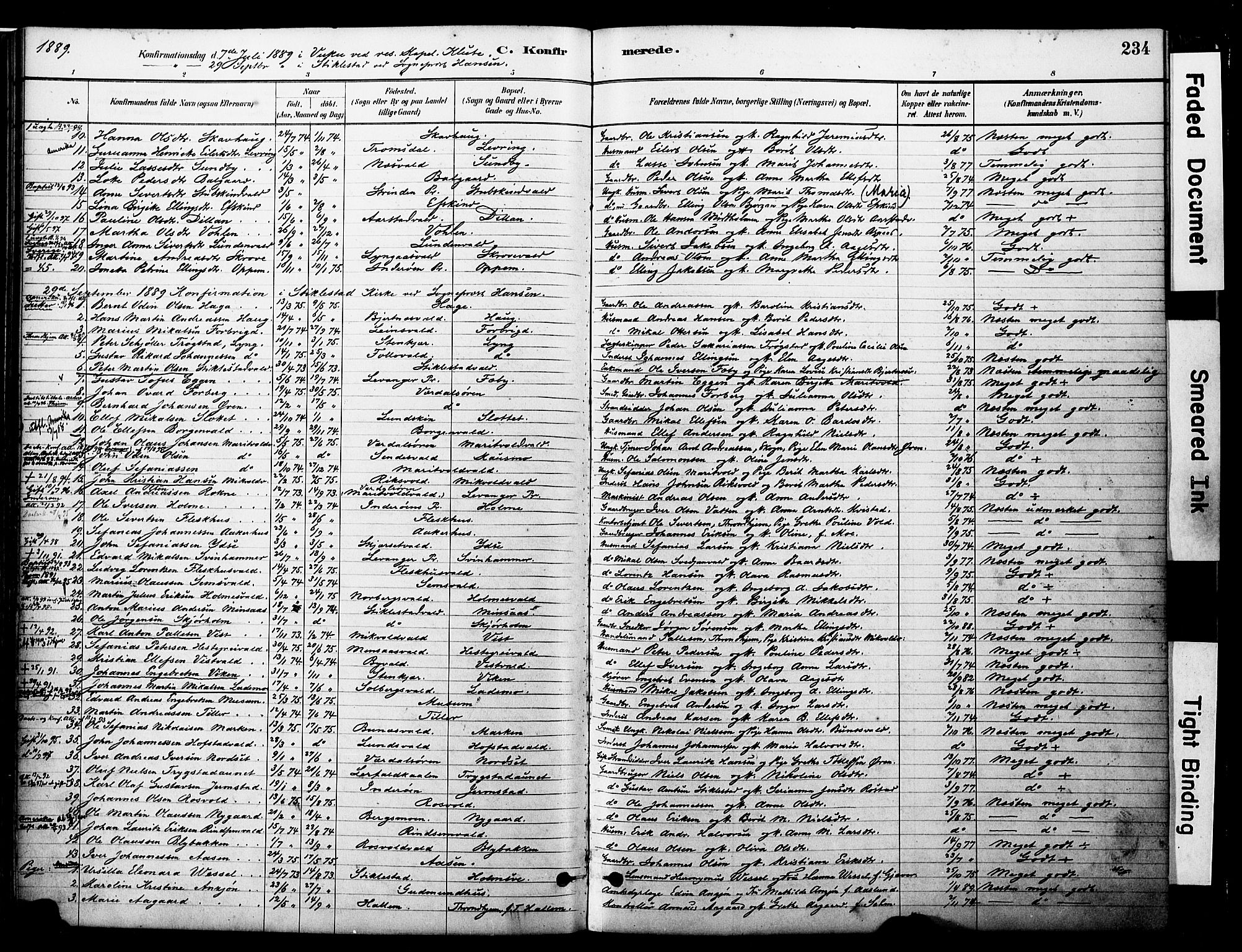 Ministerialprotokoller, klokkerbøker og fødselsregistre - Nord-Trøndelag, SAT/A-1458/723/L0244: Parish register (official) no. 723A13, 1881-1899, p. 234