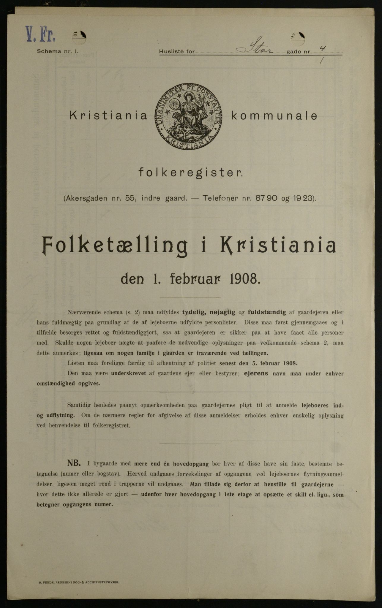 OBA, Municipal Census 1908 for Kristiania, 1908, p. 92475