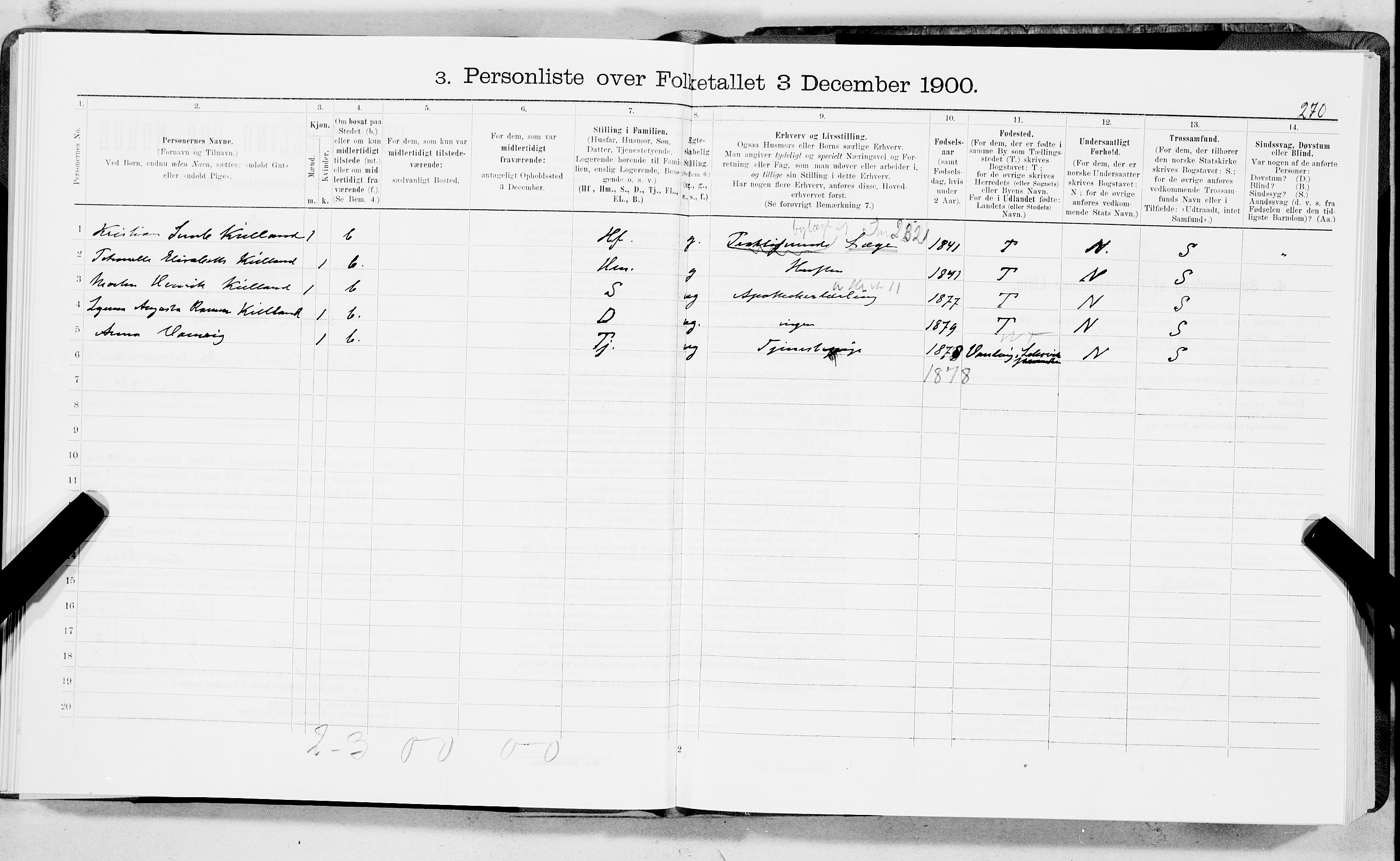 SAT, 1900 census for Trondheim, 1900, p. 2309
