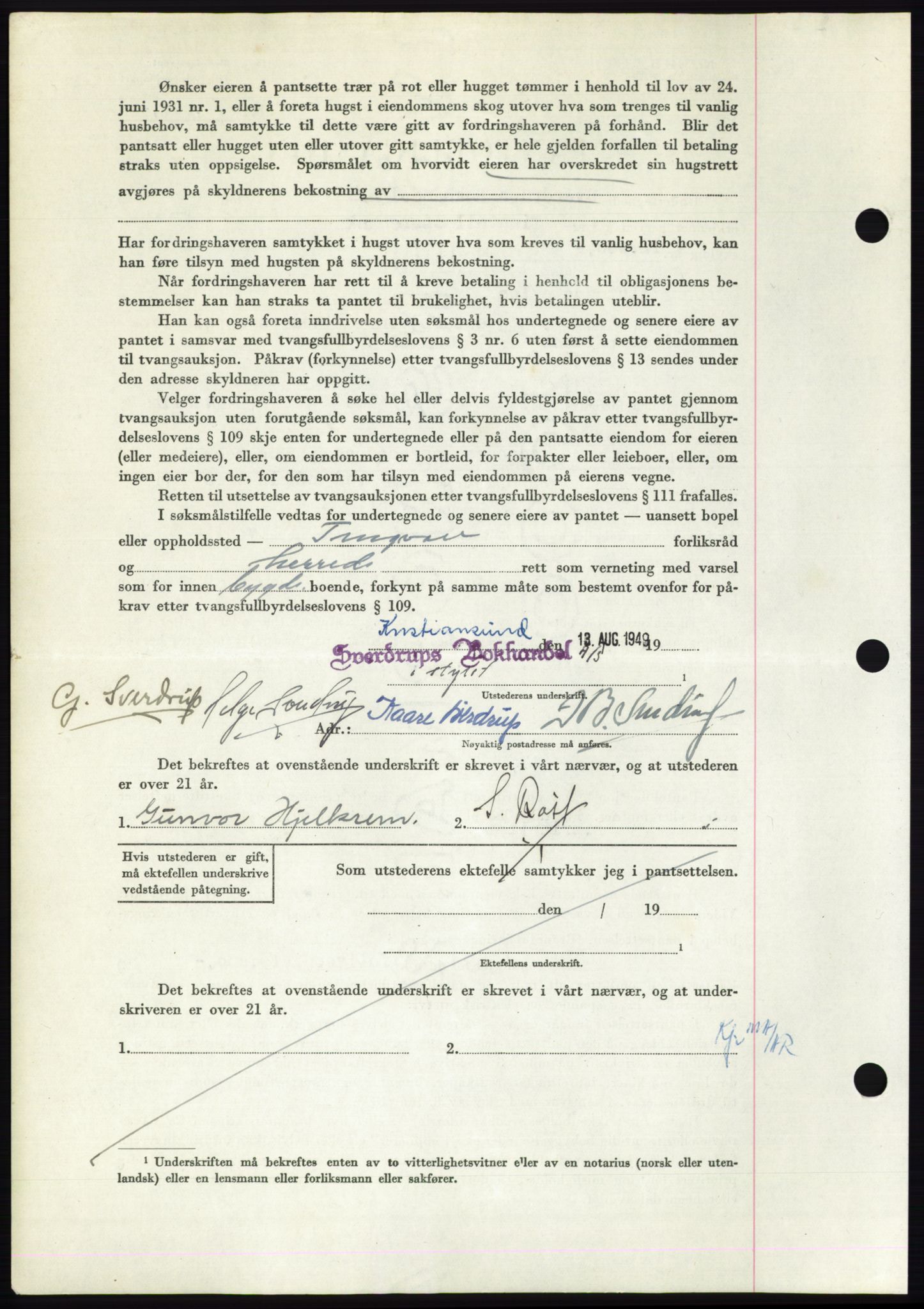 Nordmøre sorenskriveri, AV/SAT-A-4132/1/2/2Ca: Mortgage book no. B102, 1949-1949, Diary no: : 2597/1949