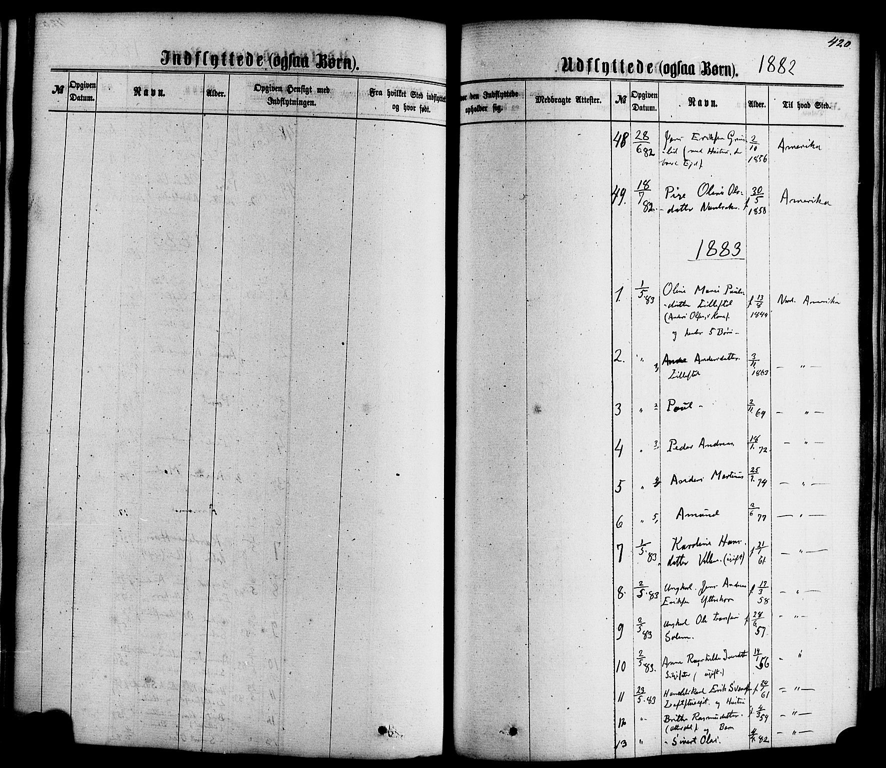 Hornindal sokneprestembete, SAB/A-82401/H/Haa/Haaa/L0002: Parish register (official) no. A 2, 1867-1884, p. 420