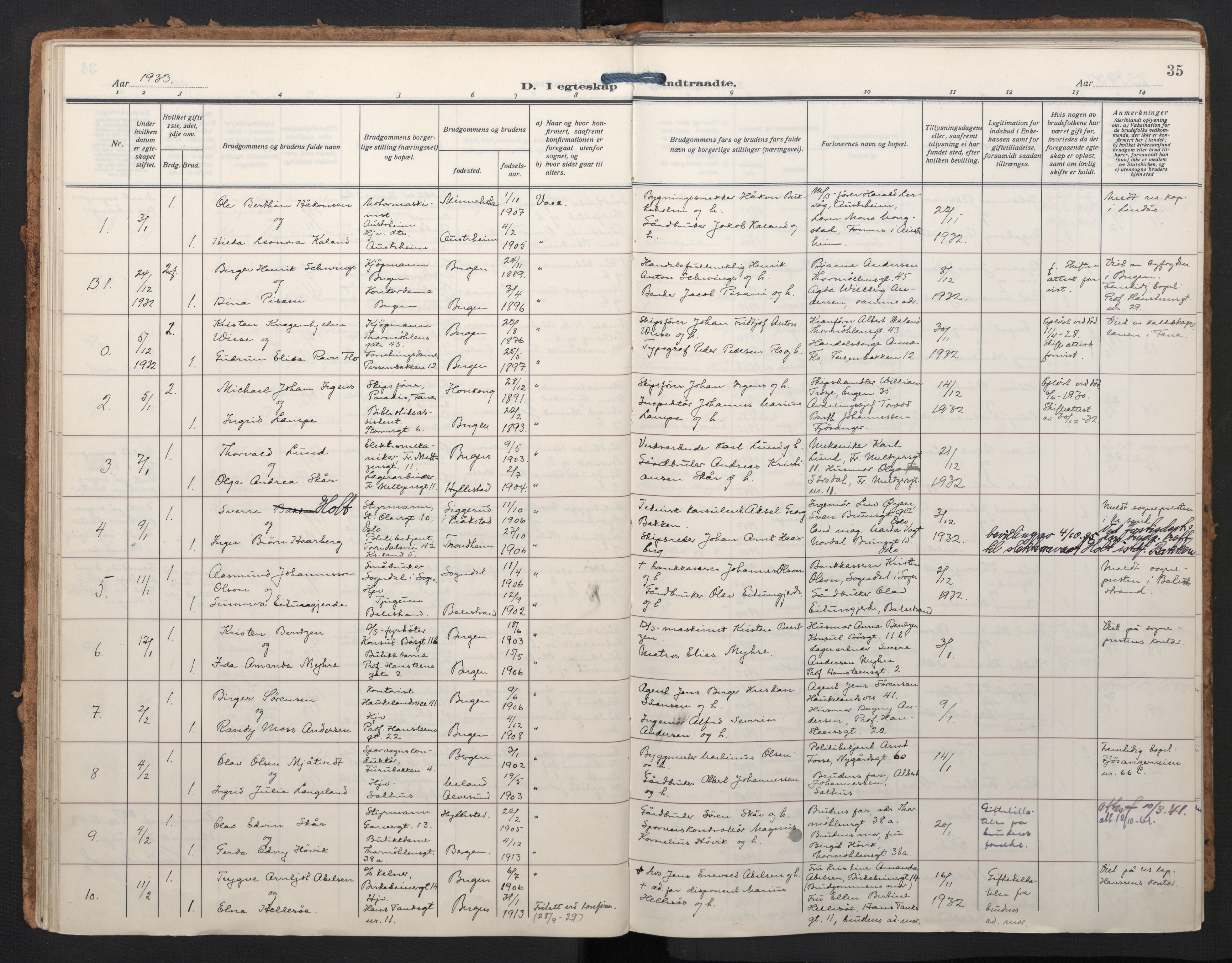 Johanneskirken sokneprestembete, SAB/A-76001/H/Haa/L0014: Parish register (official) no. D 3, 1929-1949, p. 34b-35a