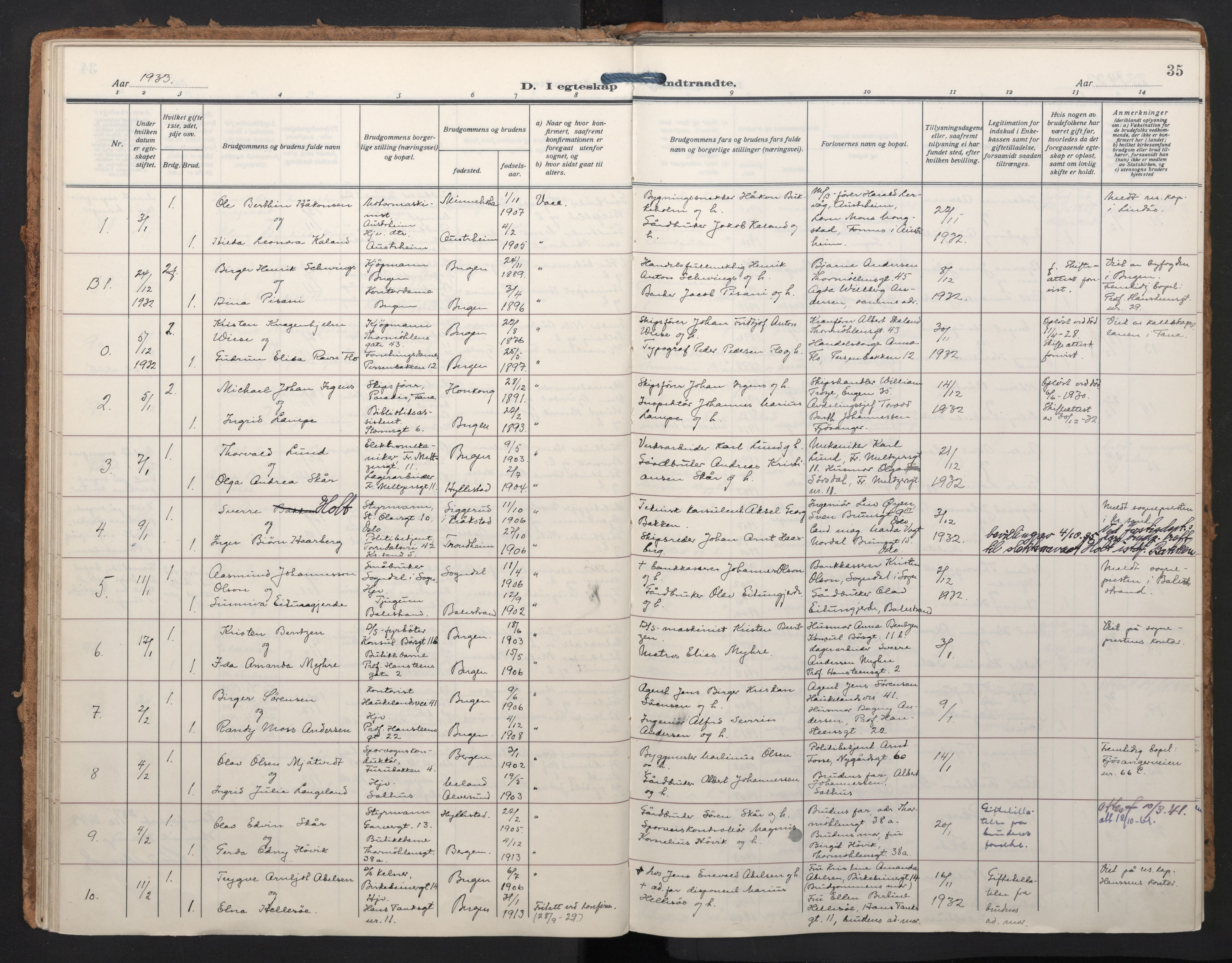 Johanneskirken sokneprestembete, AV/SAB-A-76001/H/Haa/L0014: Parish register (official) no. D 3, 1929-1949, p. 34b-35a