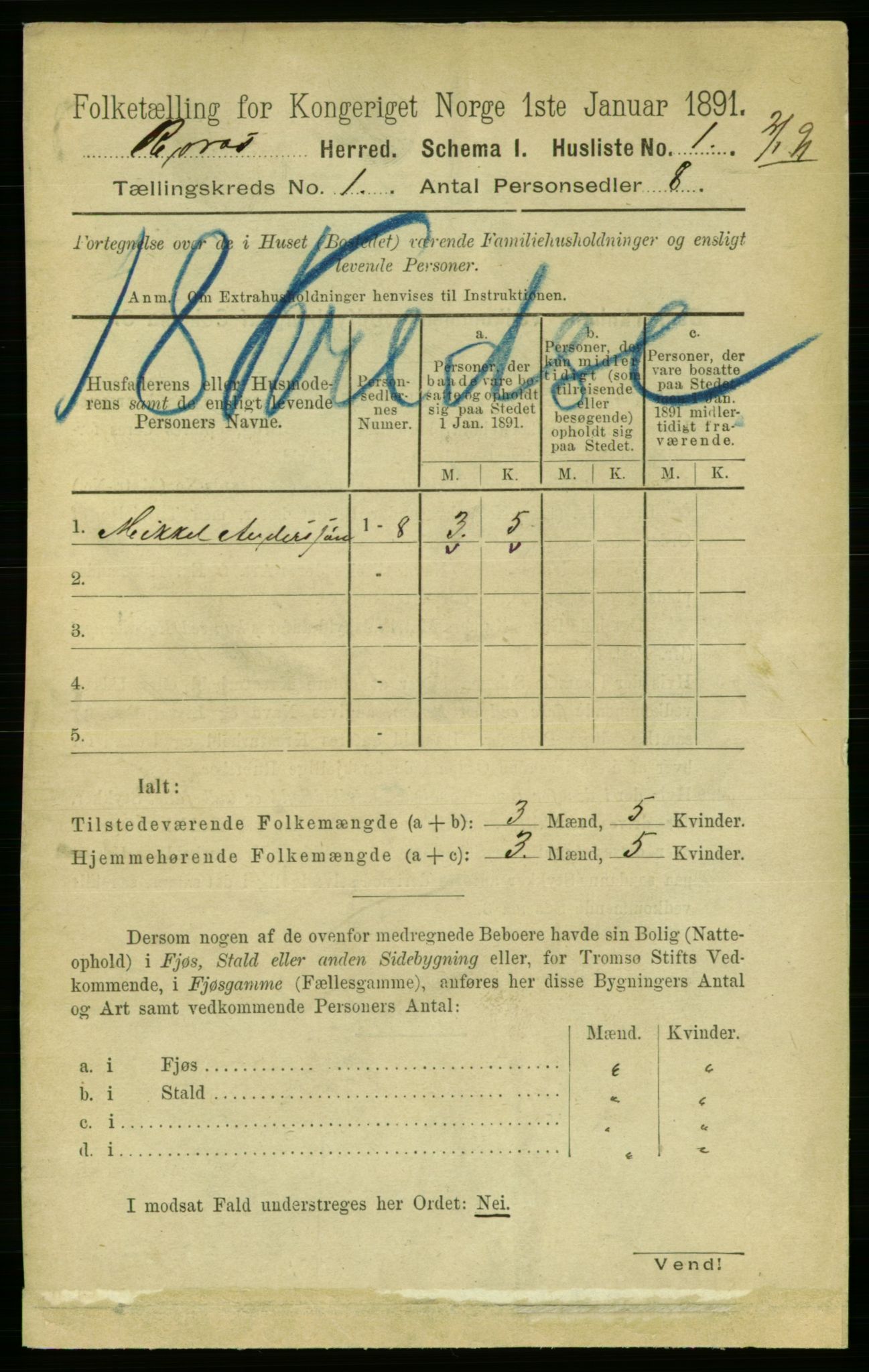 RA, 1891 census for 1640 Røros, 1891, p. 43