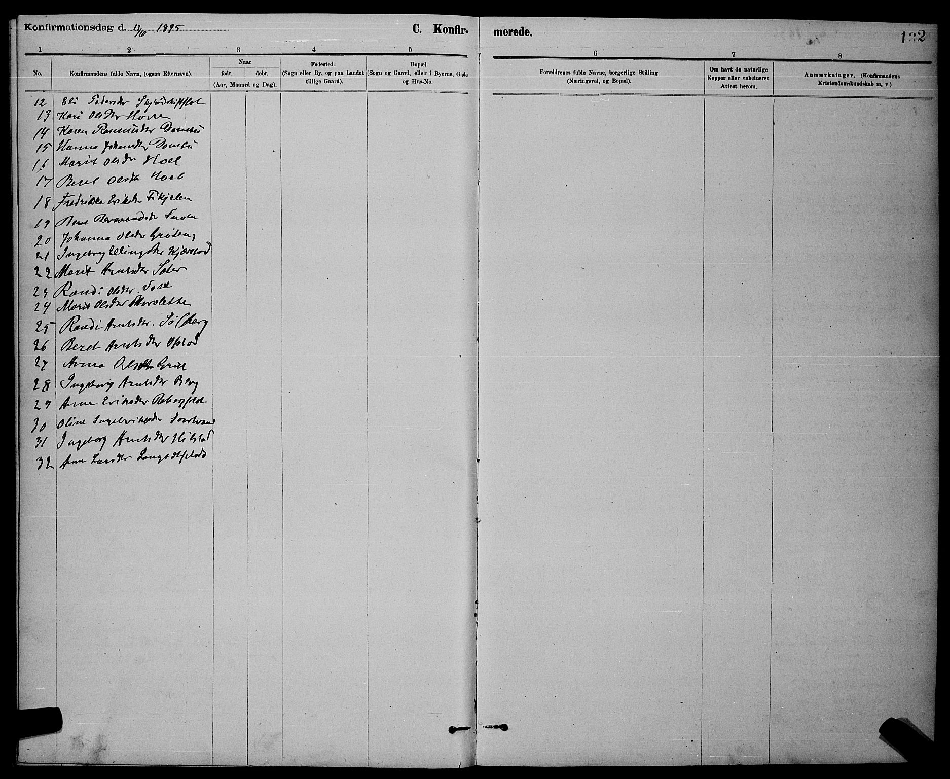 Ministerialprotokoller, klokkerbøker og fødselsregistre - Sør-Trøndelag, AV/SAT-A-1456/672/L0863: Parish register (copy) no. 672C02, 1888-1901, p. 132