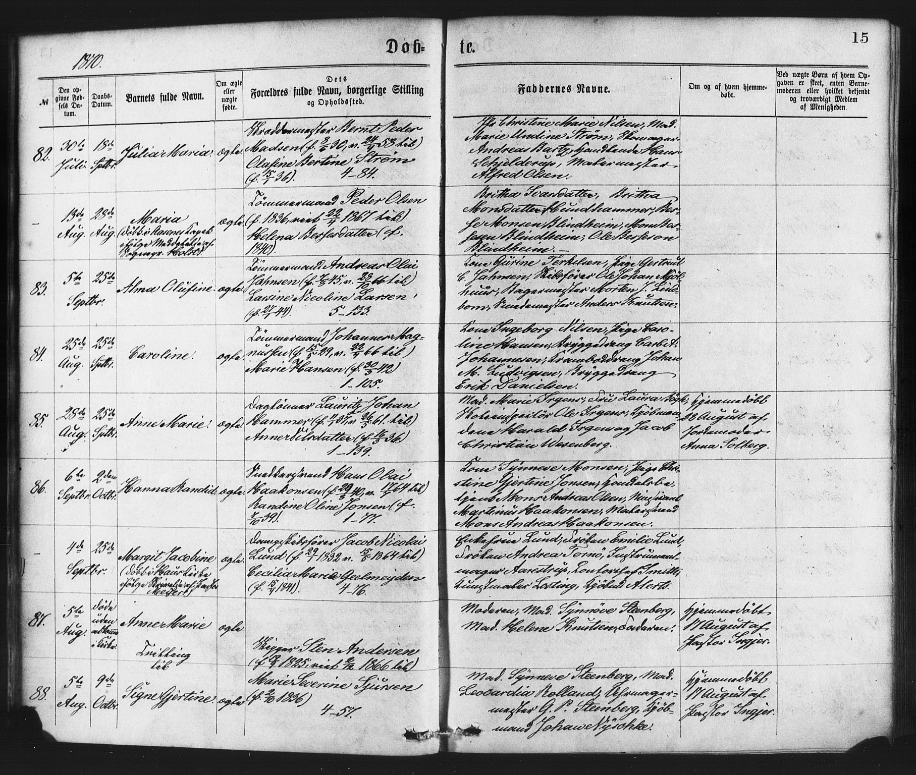 Nykirken Sokneprestembete, AV/SAB-A-77101/H/Haa/L0017: Parish register (official) no. B 4, 1870-1884, p. 15
