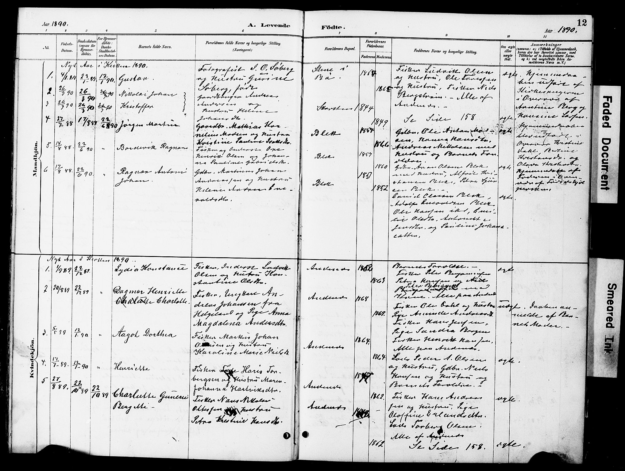 Ministerialprotokoller, klokkerbøker og fødselsregistre - Nordland, SAT/A-1459/899/L1448: Parish register (copy) no. 899C03, 1887-1902, p. 12