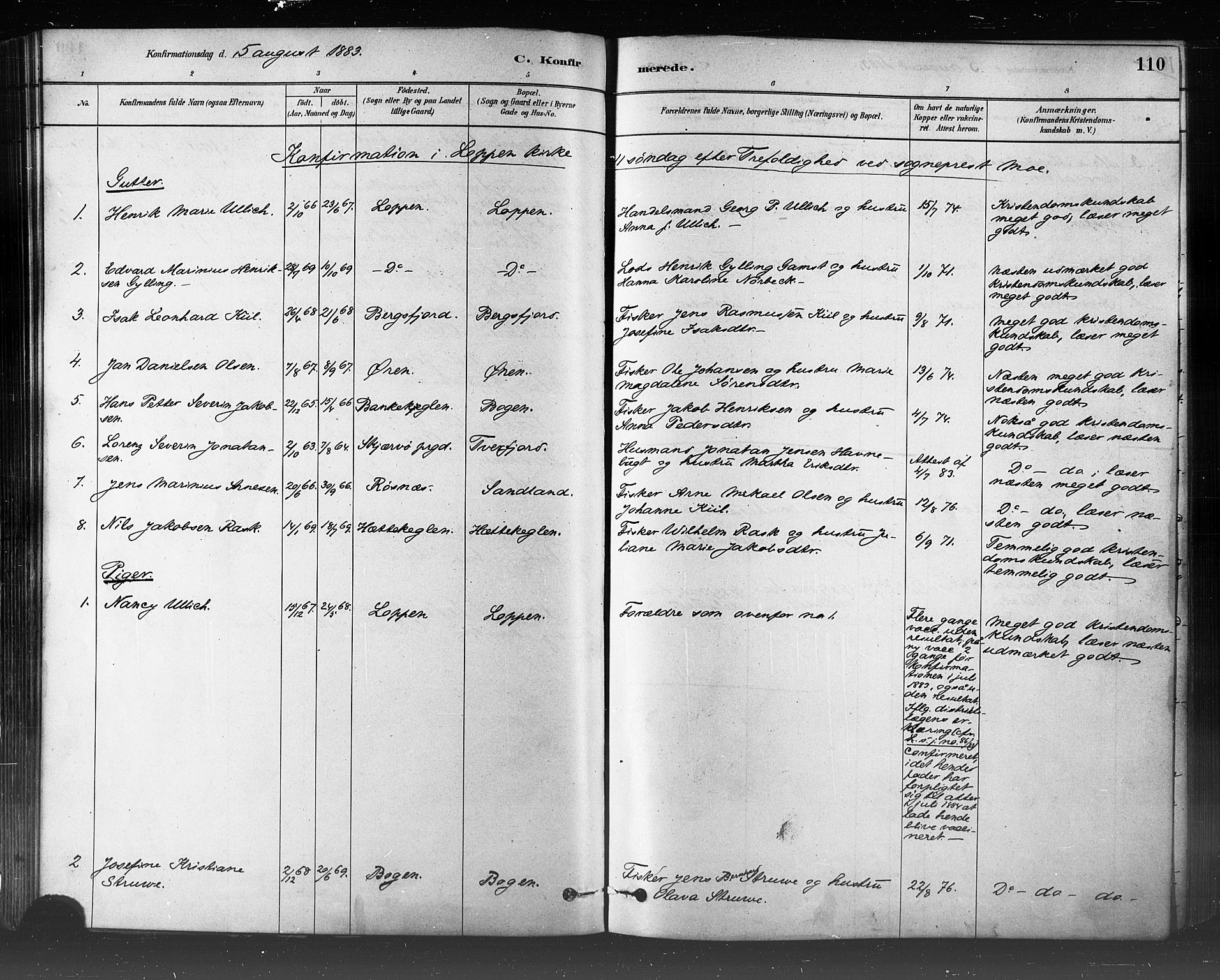 Loppa sokneprestkontor, SATØ/S-1339/H/Ha/L0006kirke: Parish register (official) no. 6, 1879-1895, p. 110